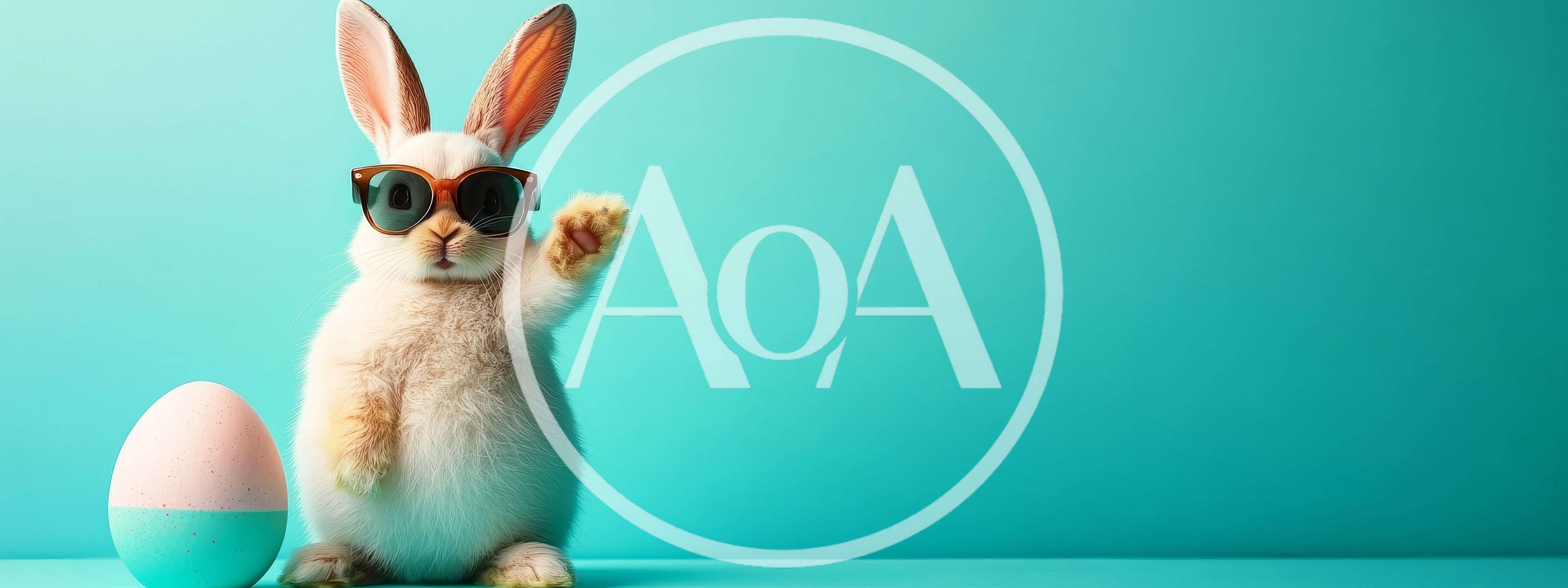 Cute Easter Bunny Wearing Sunglasses Waving Hello