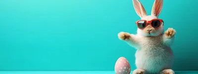 Cute Easter Bunny Wearing Red Sunglasses