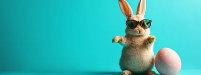 Cute Easter Bunny Wearing Glasses With Polka Dot Egg