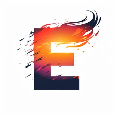 Flaming Letter E Graphic Design Element