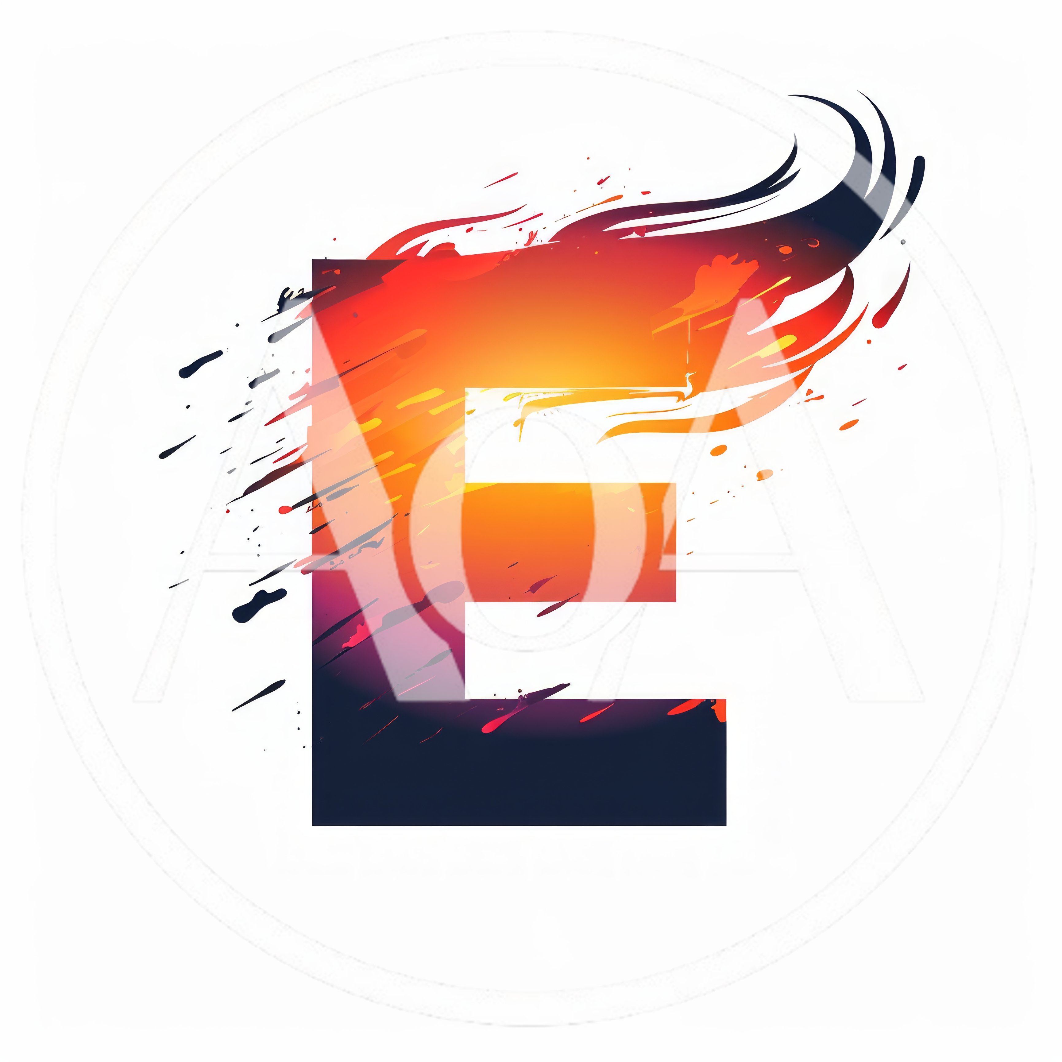 Flaming Letter E Graphic Design Element