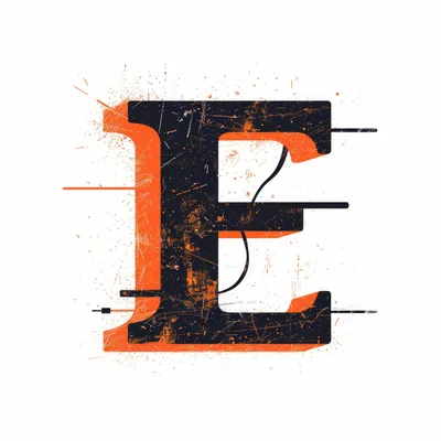 Distressed Grunge Letter E Typography Design