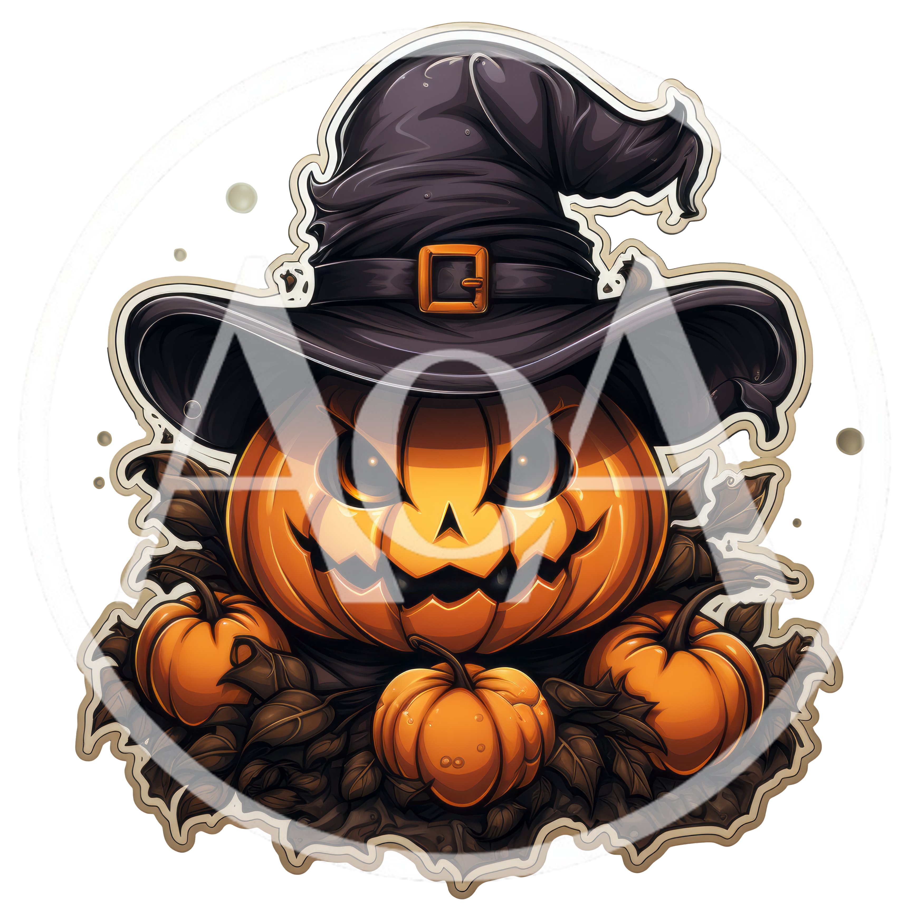 Jack O Lantern Pumpkin Wearing A Witch Hat