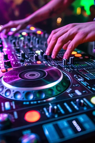 DJ Hands Operating Professional Audio Mixing Console