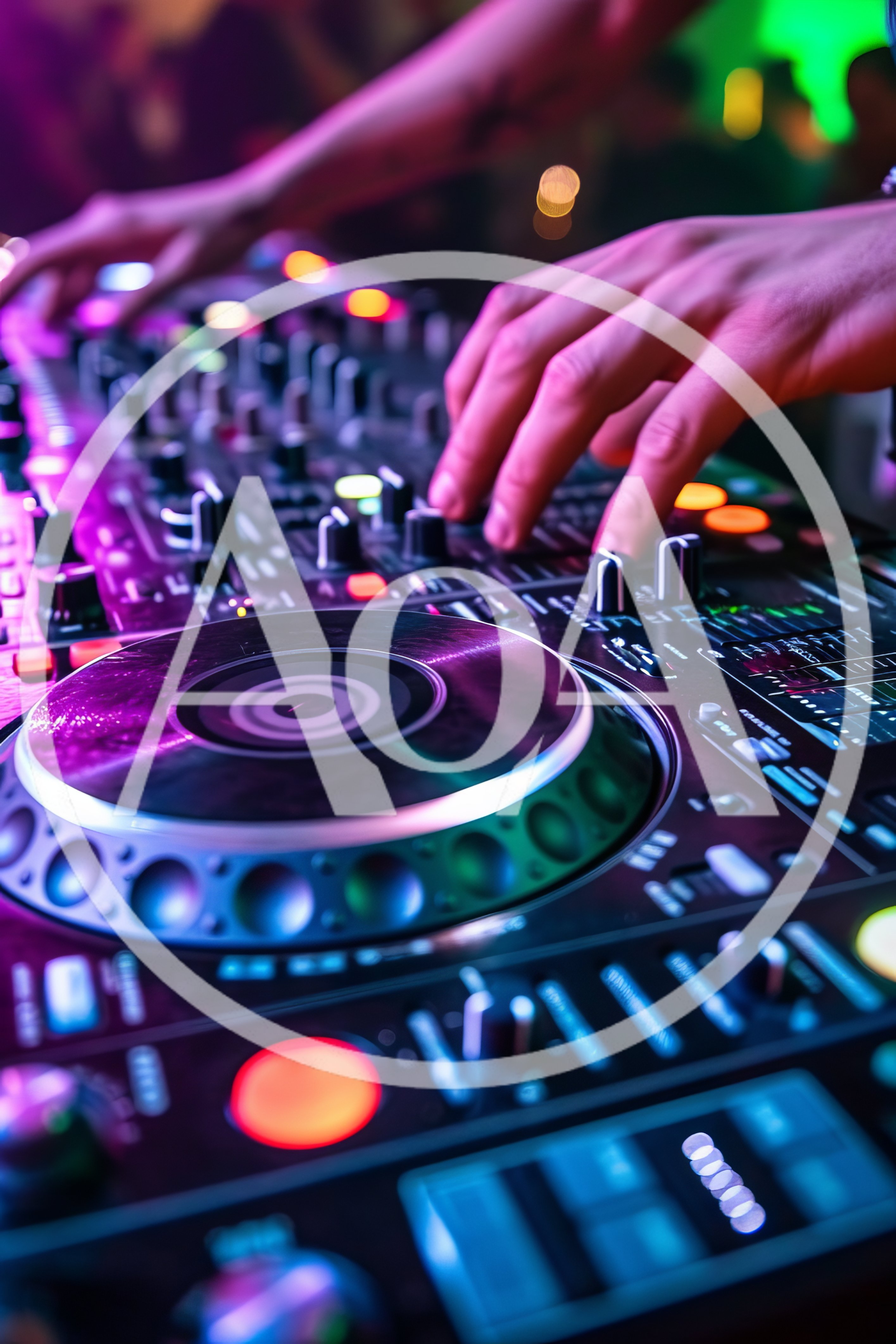 DJ Hands Operating Professional Audio Mixing Console