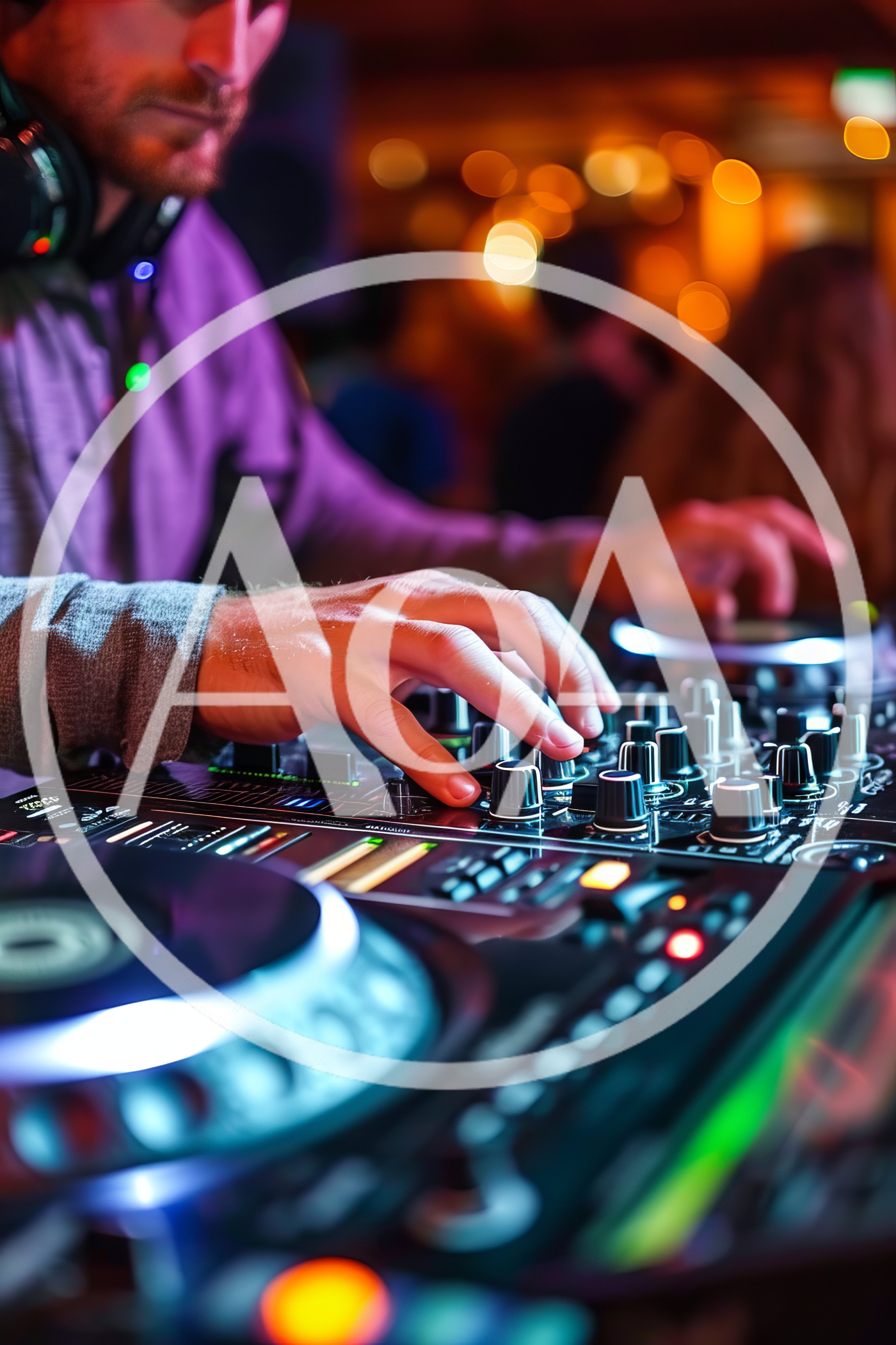 DJ Mixing Music on Professional Controller in Nightclub