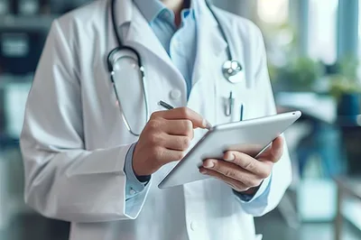 Doctor Writing Notes On A Digital Tablet
