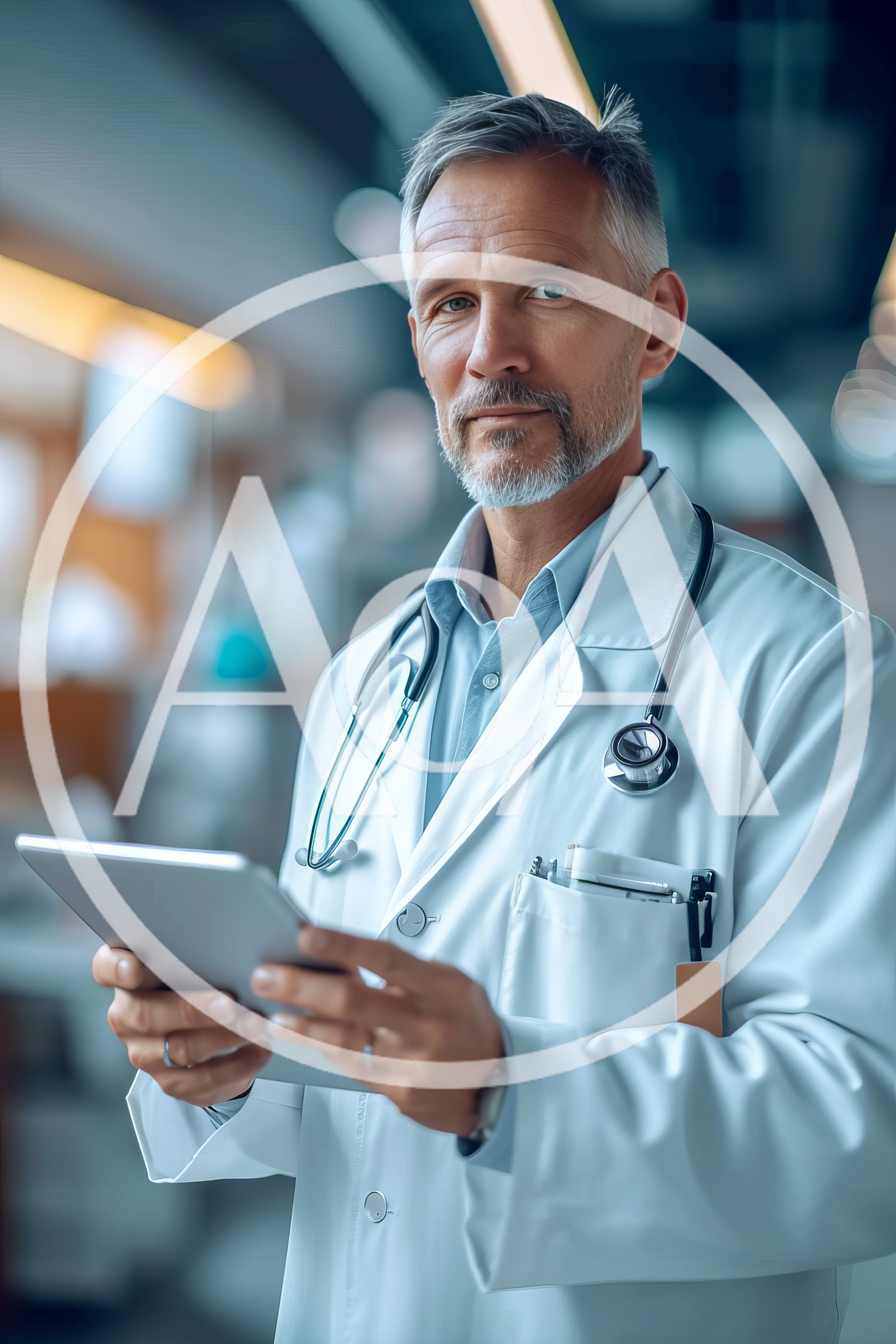 Professional Male Doctor Holding Digital Tablet In Hospital