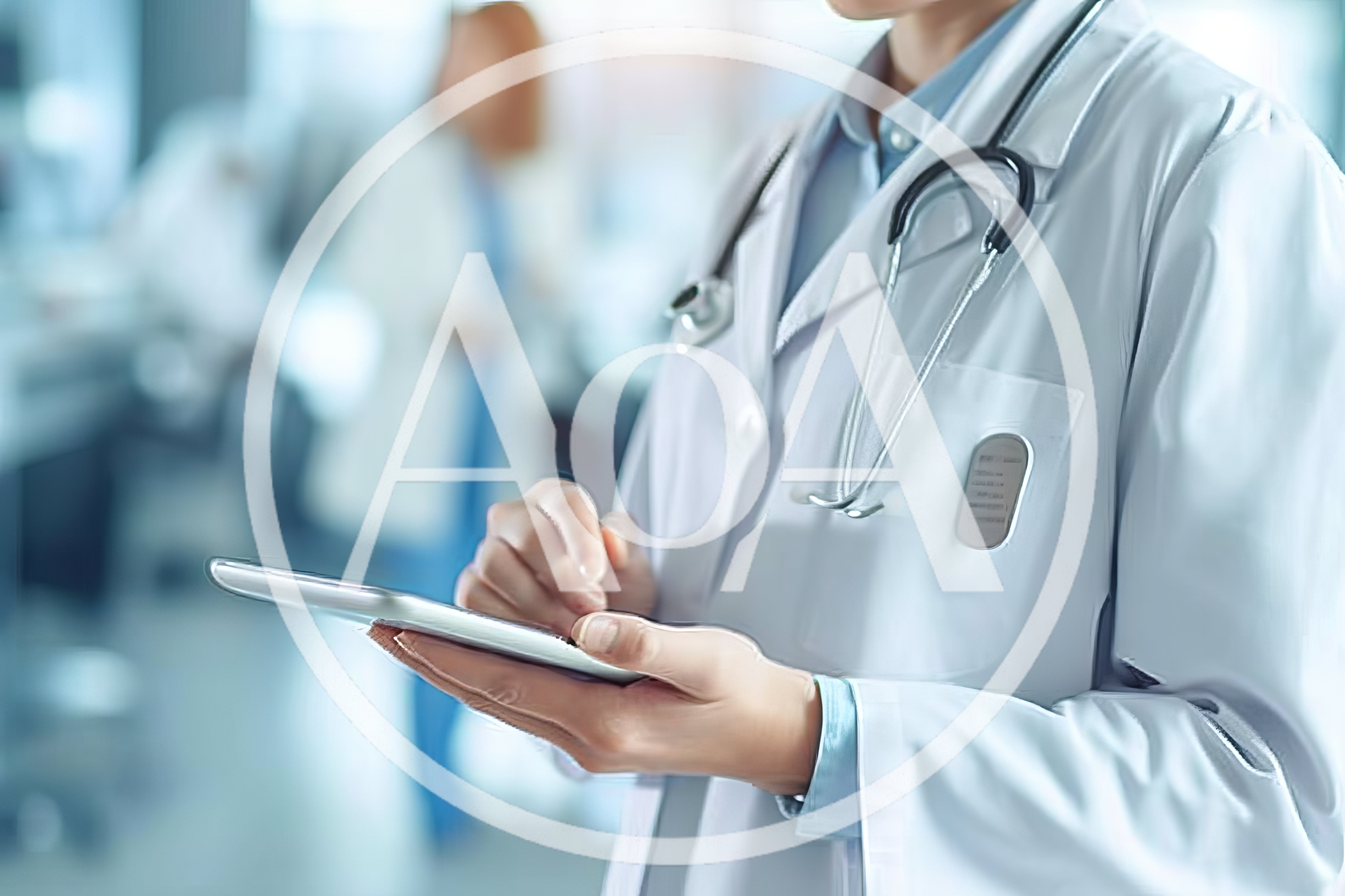 Doctor Using Digital Tablet In Hospital Corridor