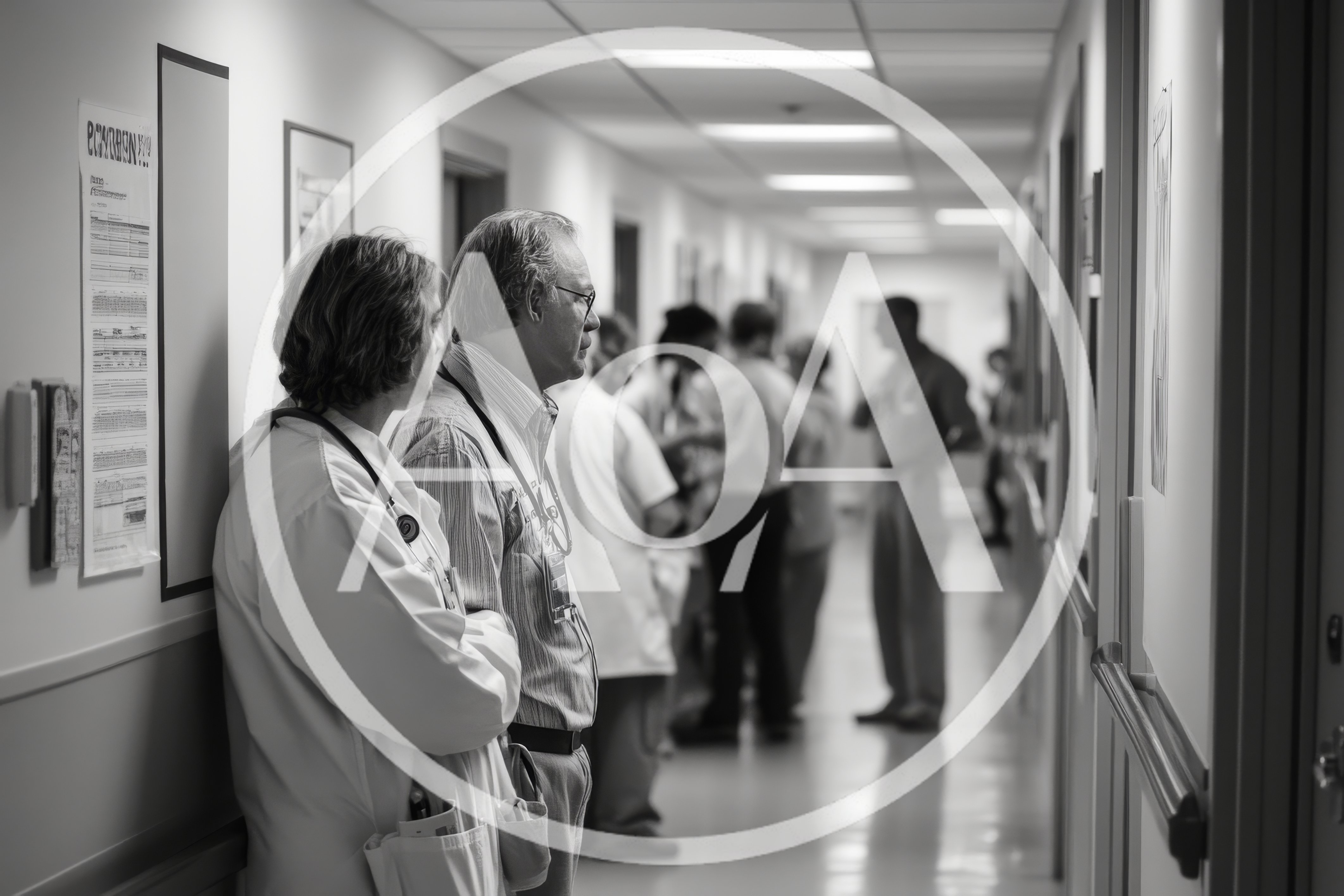 Medical Professionals Discussing Patient Care In Hospital Hallway