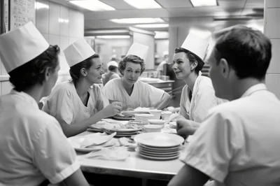 Group Of Chefs Eating Together In A Commercial Kitchen