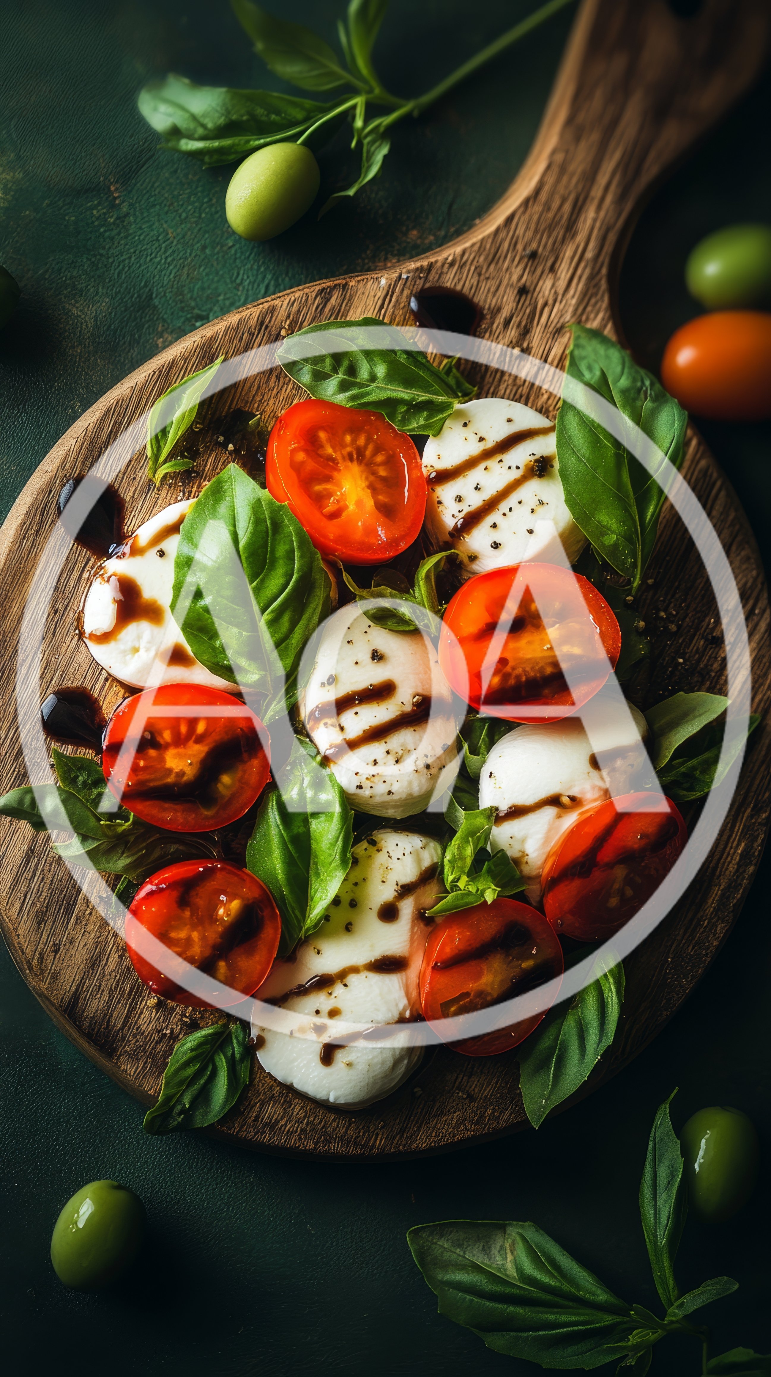 Caprese Salad With Balsamic Glaze On Wooden Board