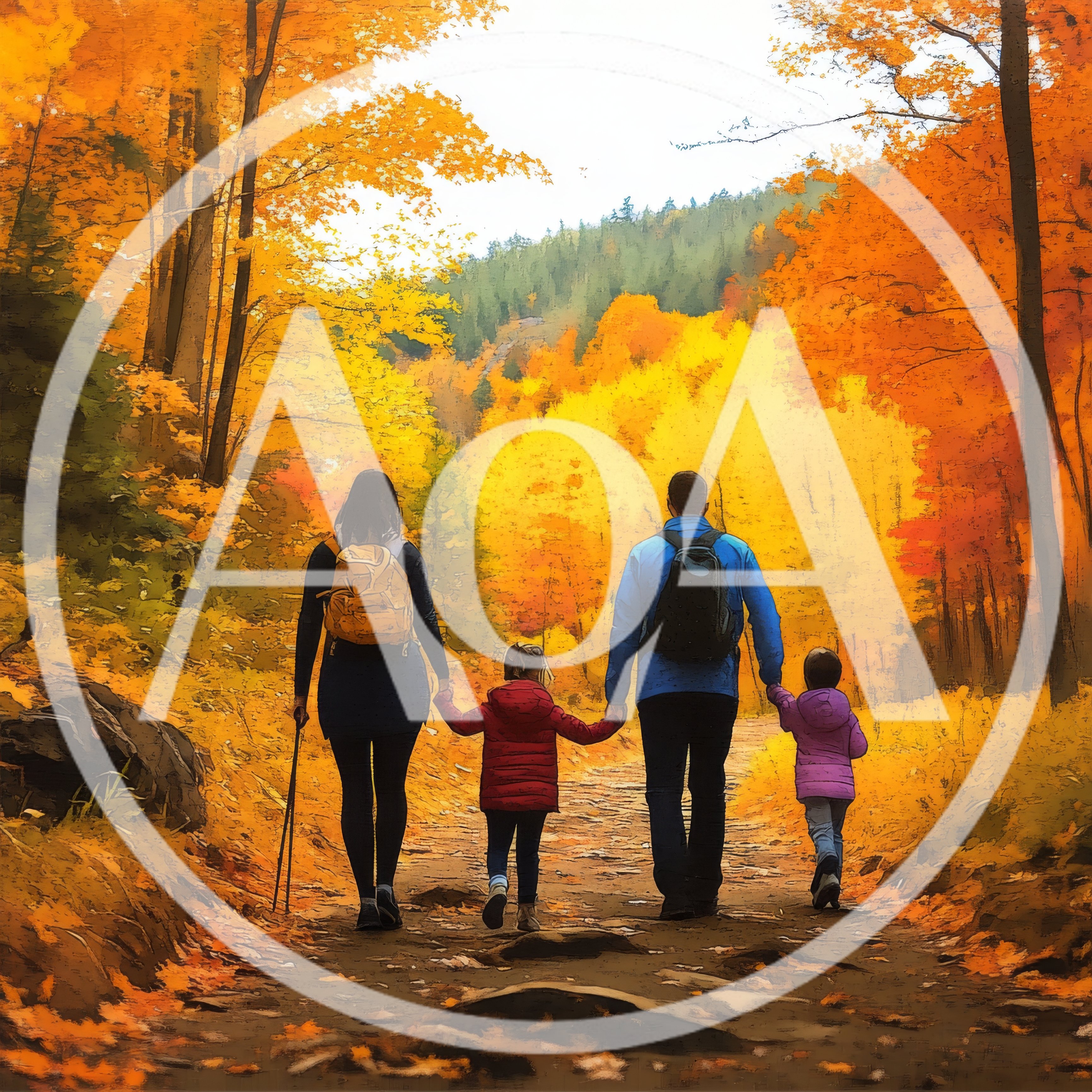 Family Hiking Together On A Scenic Autumn Trail