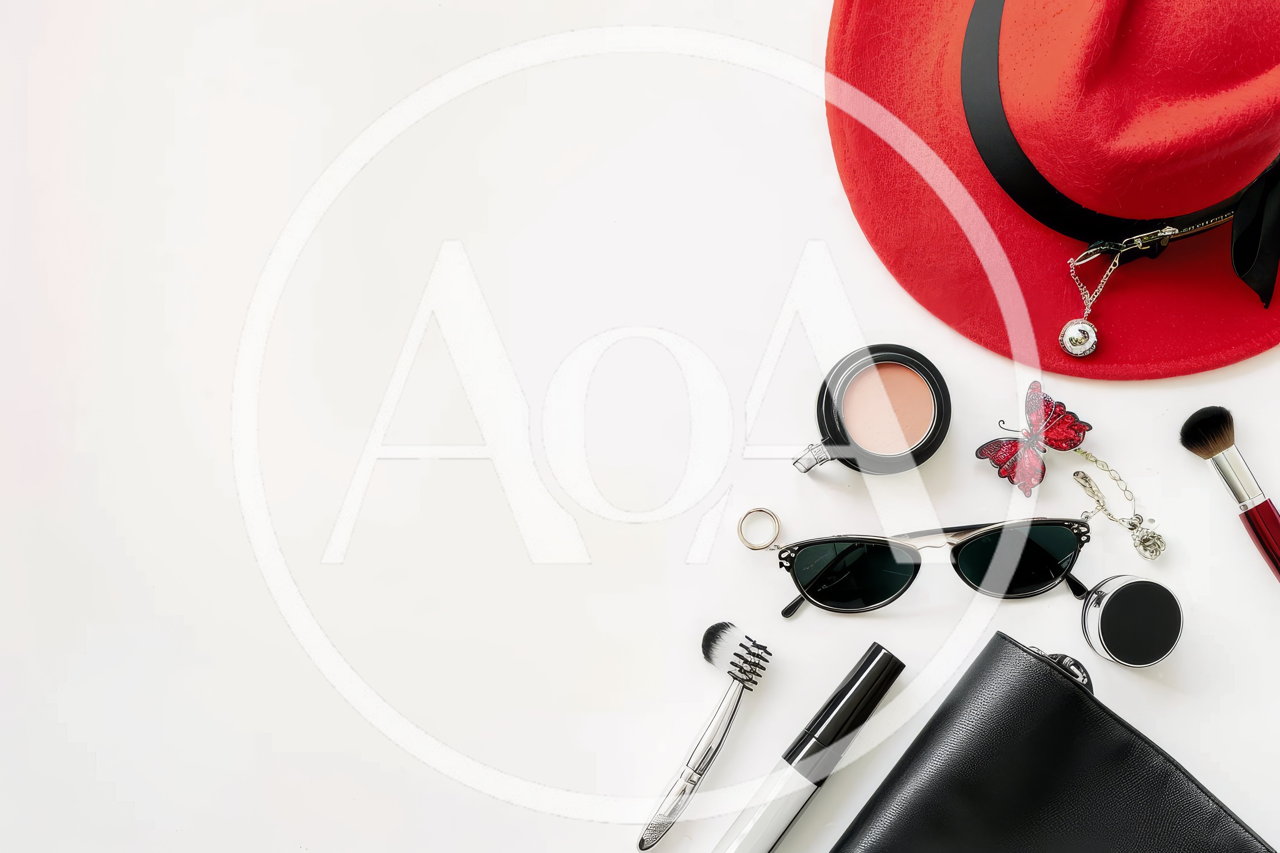 Flat Lay Of Fashion Accessories And Makeup
