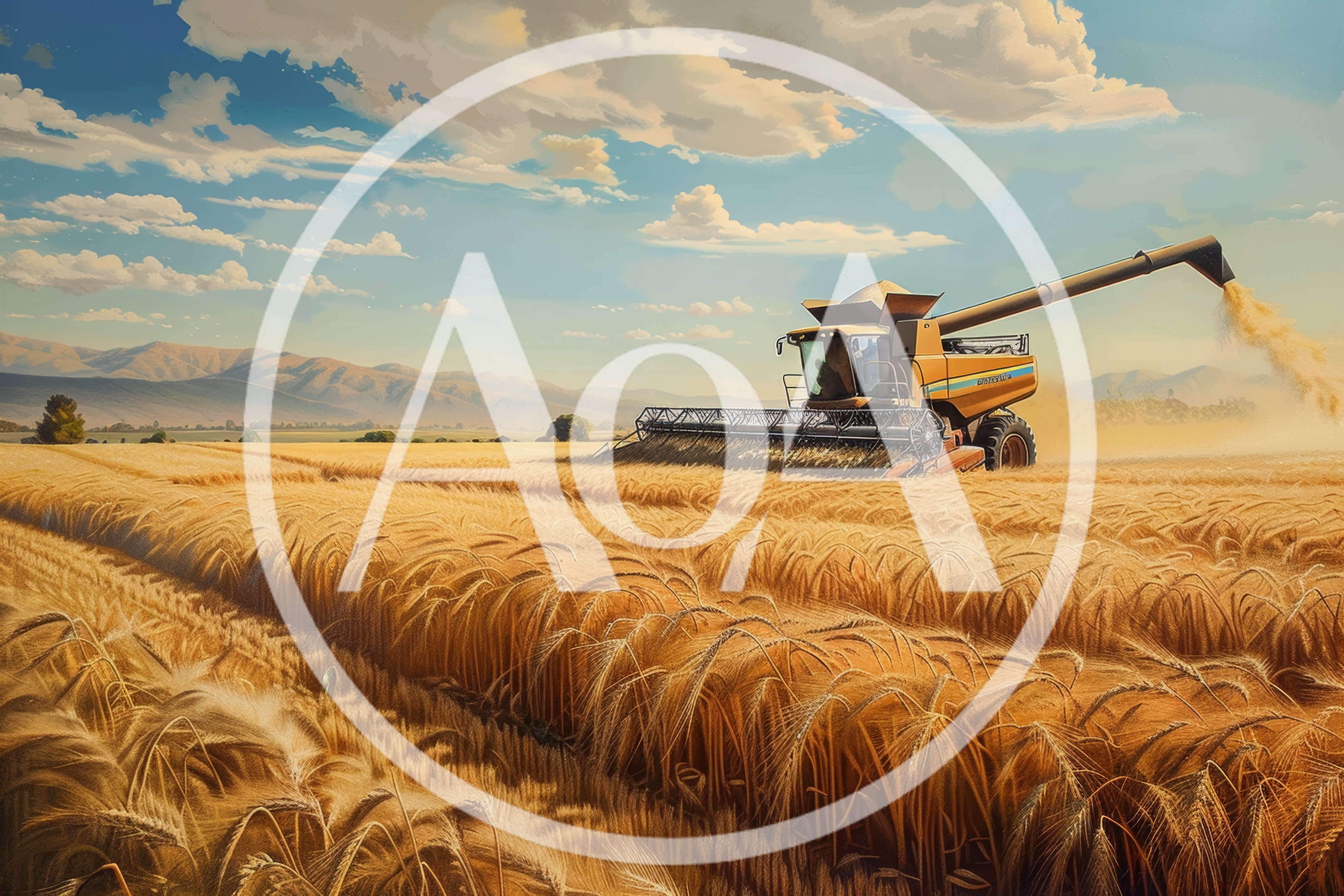 Combine Harvester Working In A Golden Wheat Field