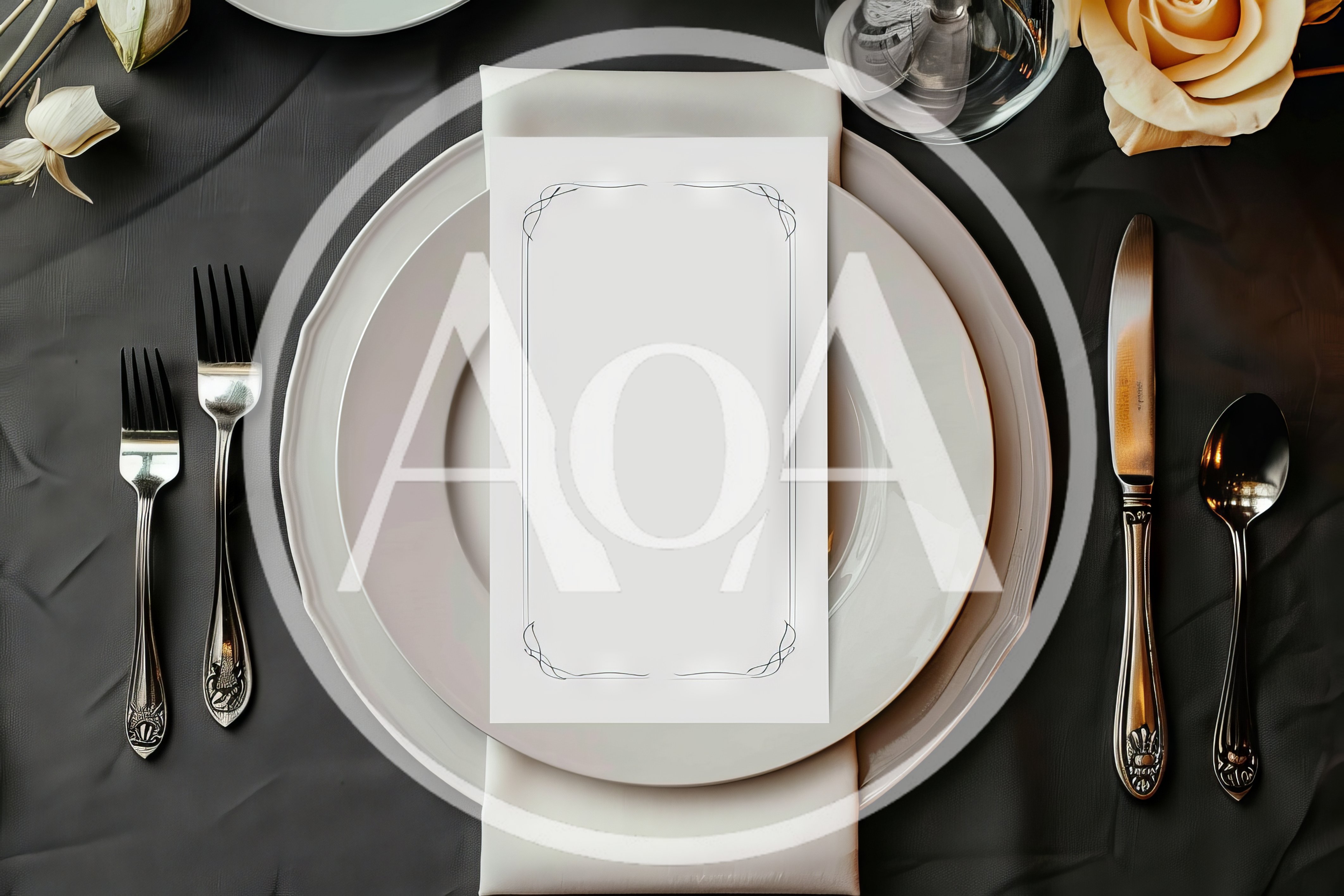 Elegant Place Setting With Blank Menu Card