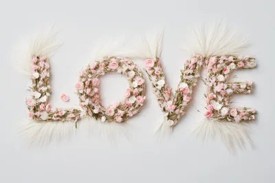 Floral Love Sign Made Of Dried Flowers