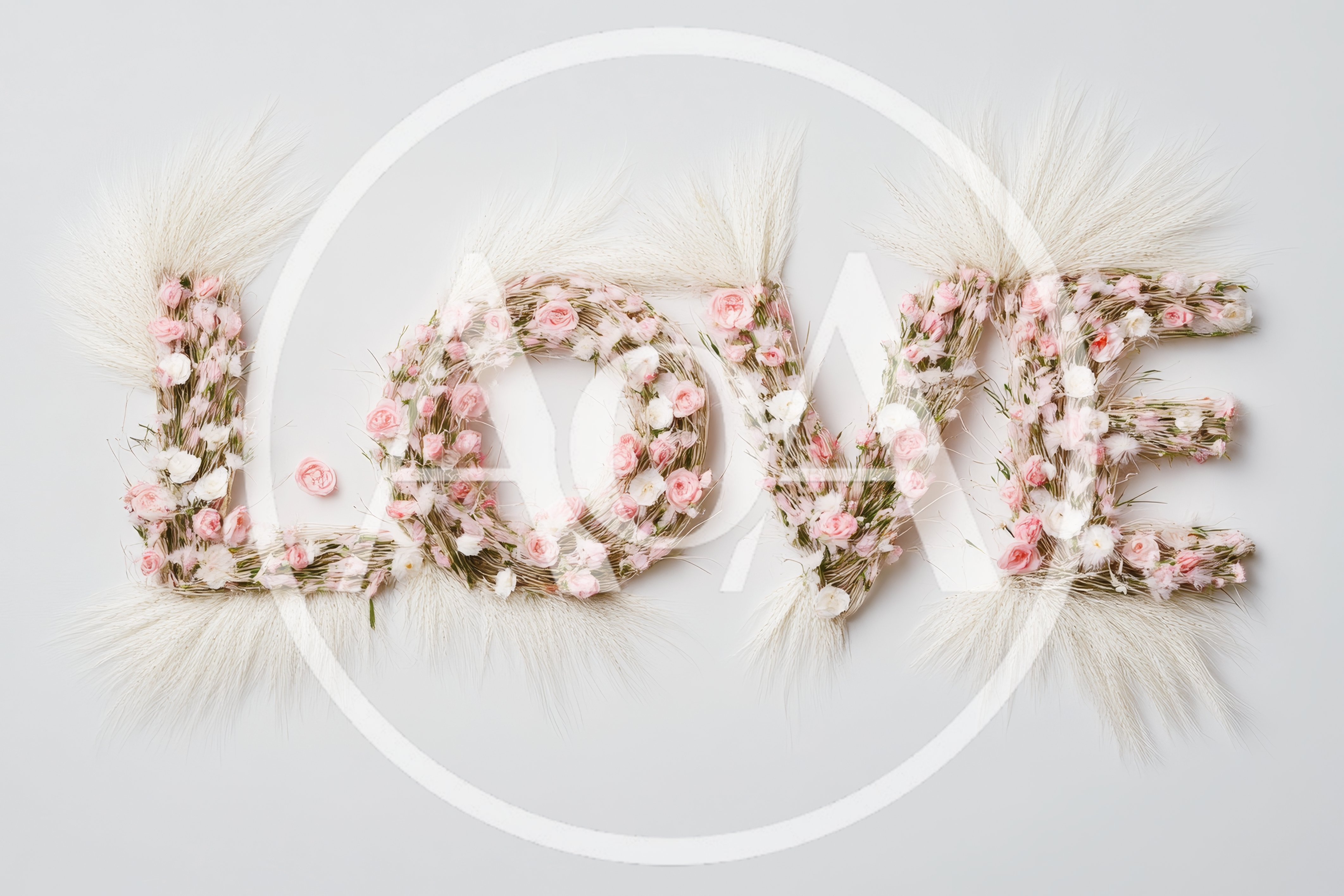 Floral Love Sign Made Of Dried Flowers