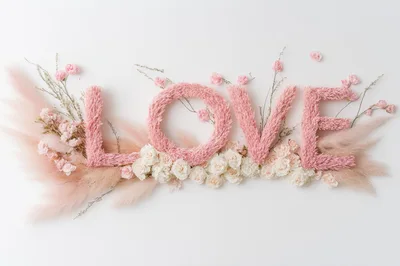 Floral Love Sign With Pink Pampas Grass