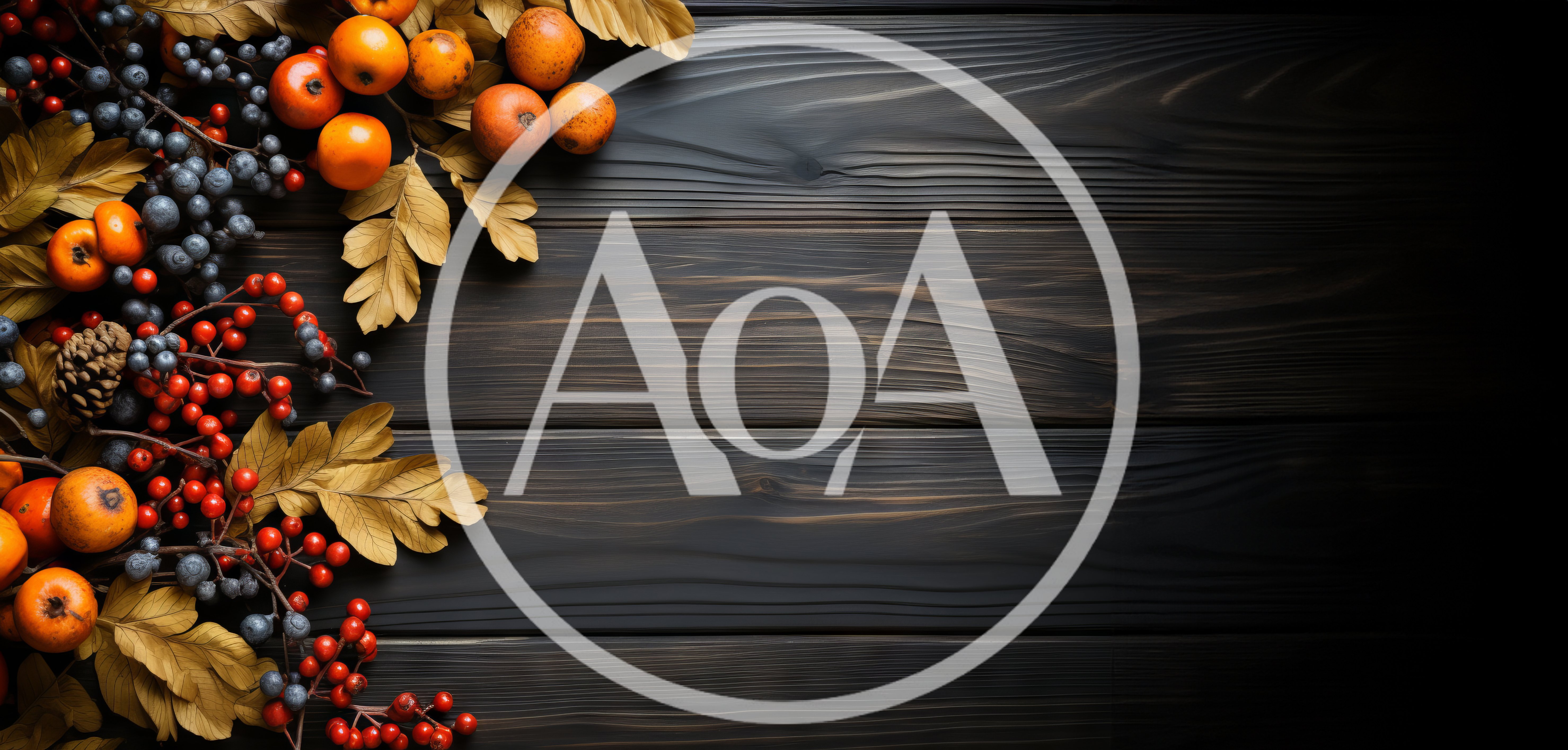 Autumnal Harvest Decoration on Dark Wooden Background