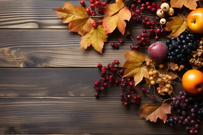 Autumn Harvest Still Life With Fruits And Berries