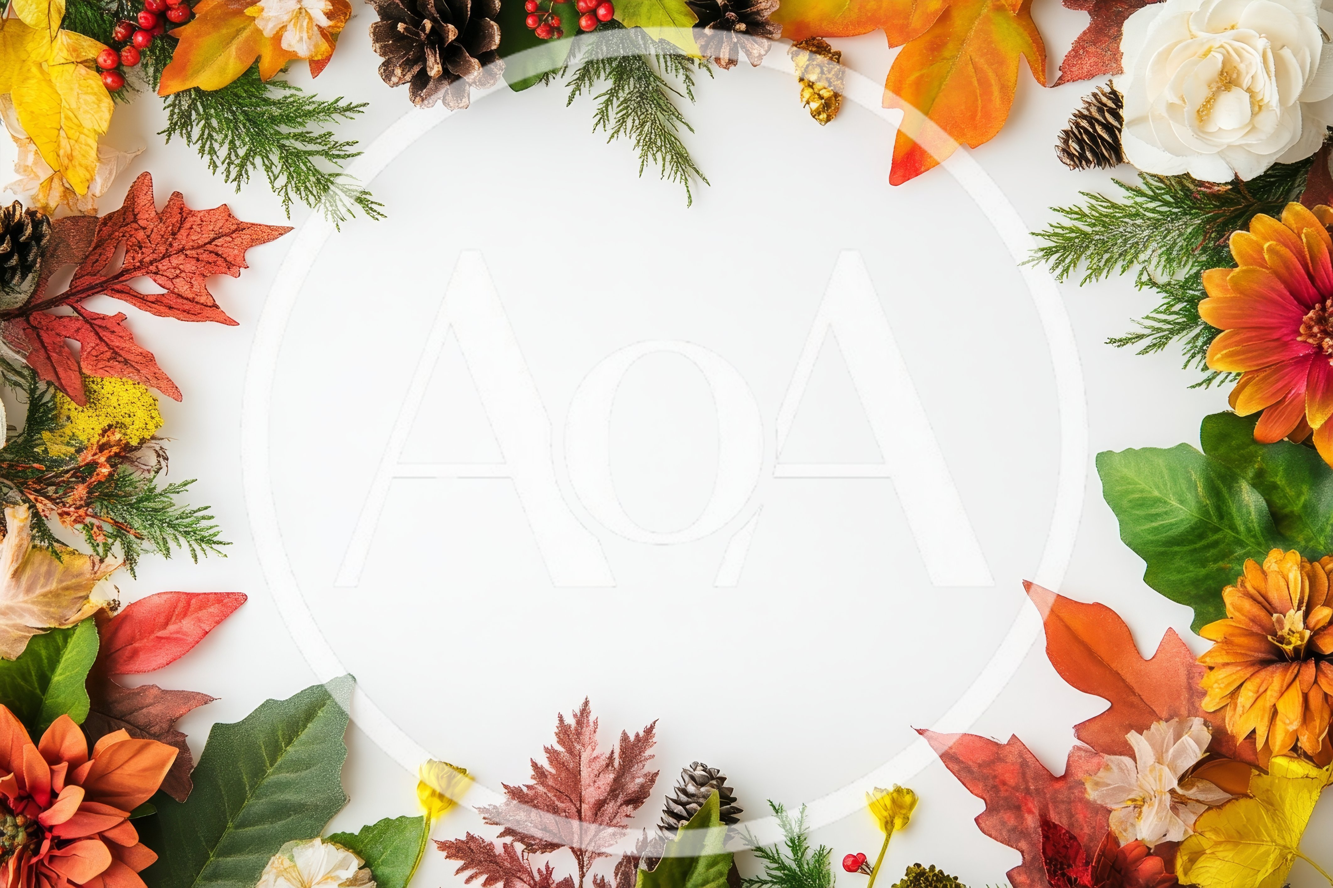 Autumnal Floral Frame With Leaves And Pinecones