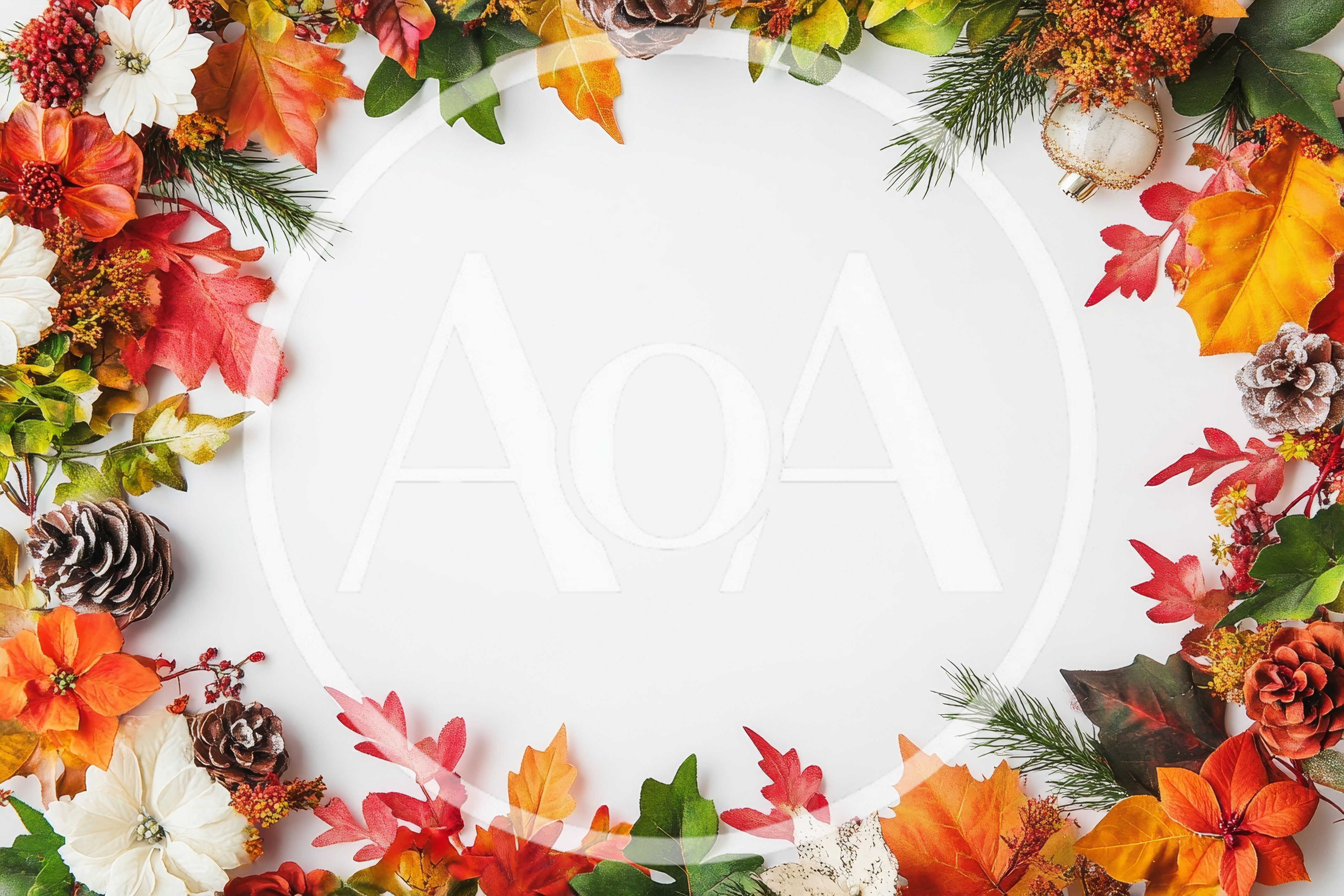 Autumnal Floral Frame With Fall Leaves And Pinecones