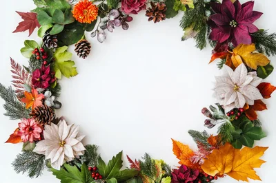 Autumn and Winter Holiday Wreath Frame