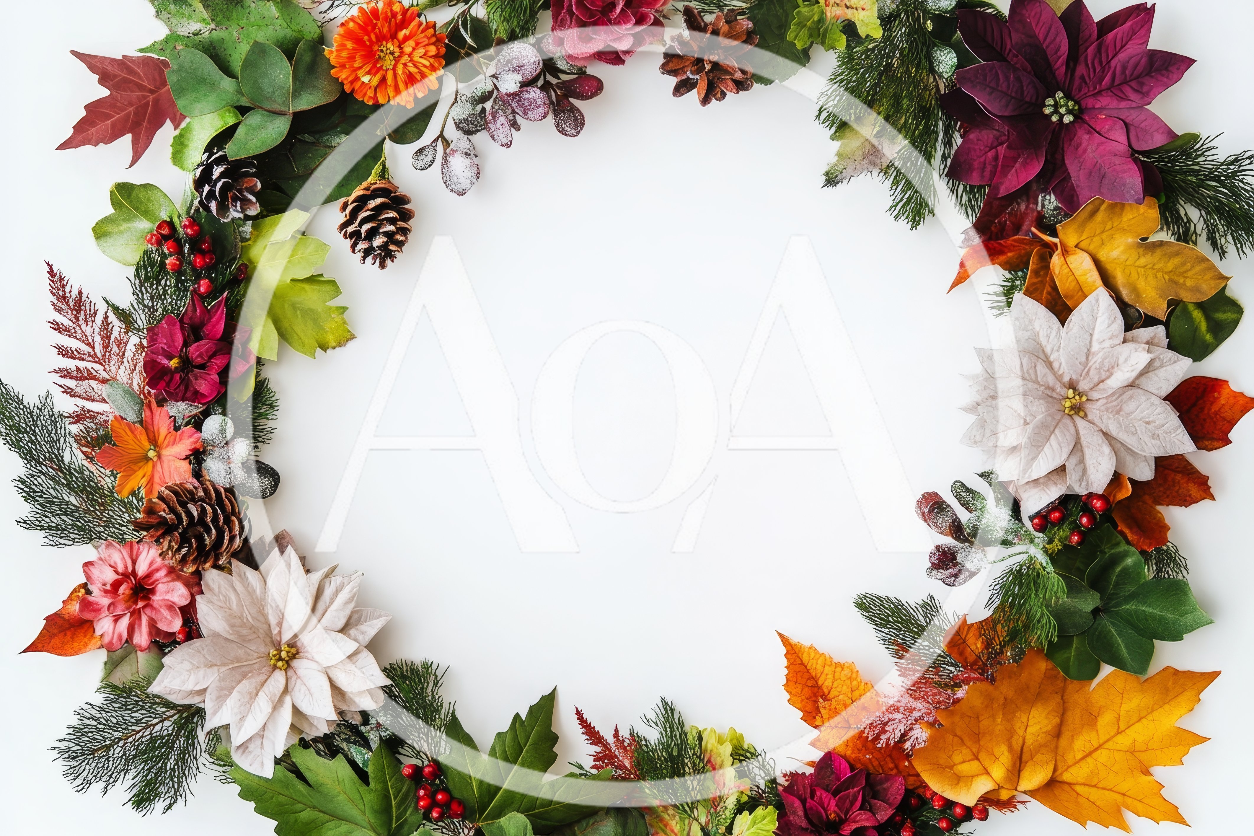 Autumn and Winter Holiday Wreath Frame