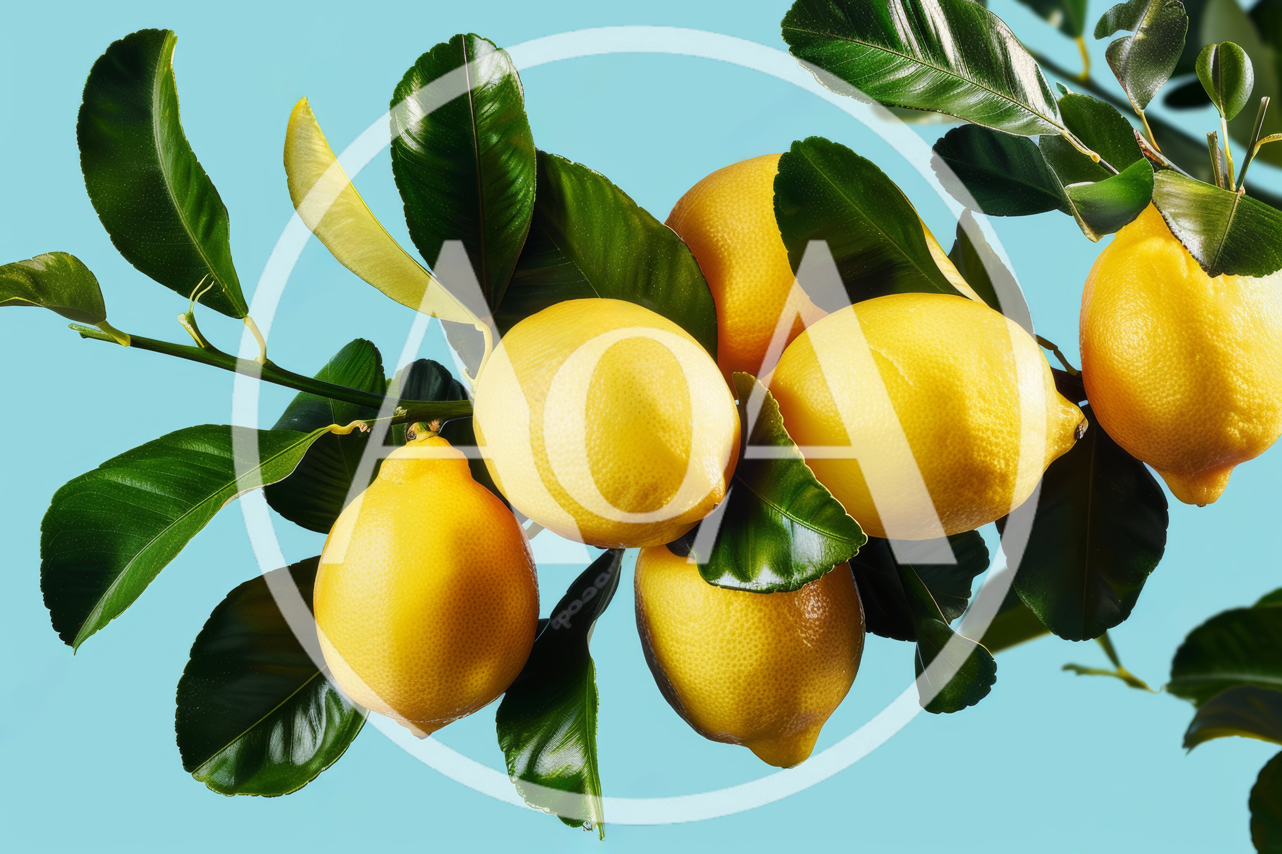 Fresh Yellow Lemons Hanging On A Branch