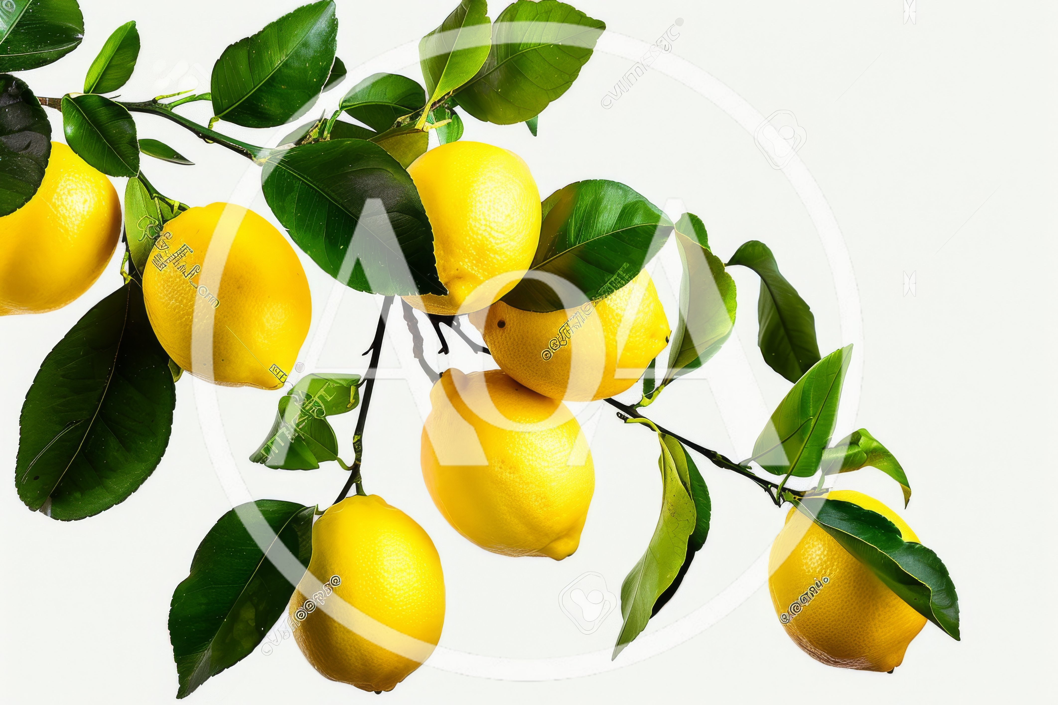 Fresh Yellow Lemons Hanging On A Branch