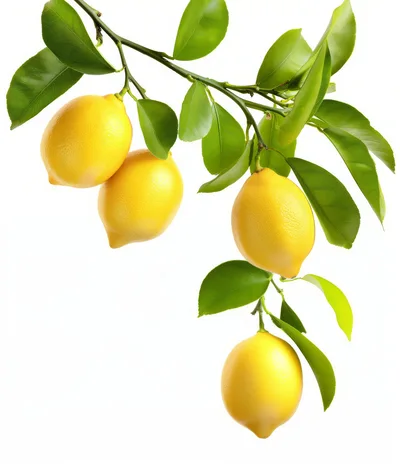Fresh Yellow Lemons Hanging On A Branch