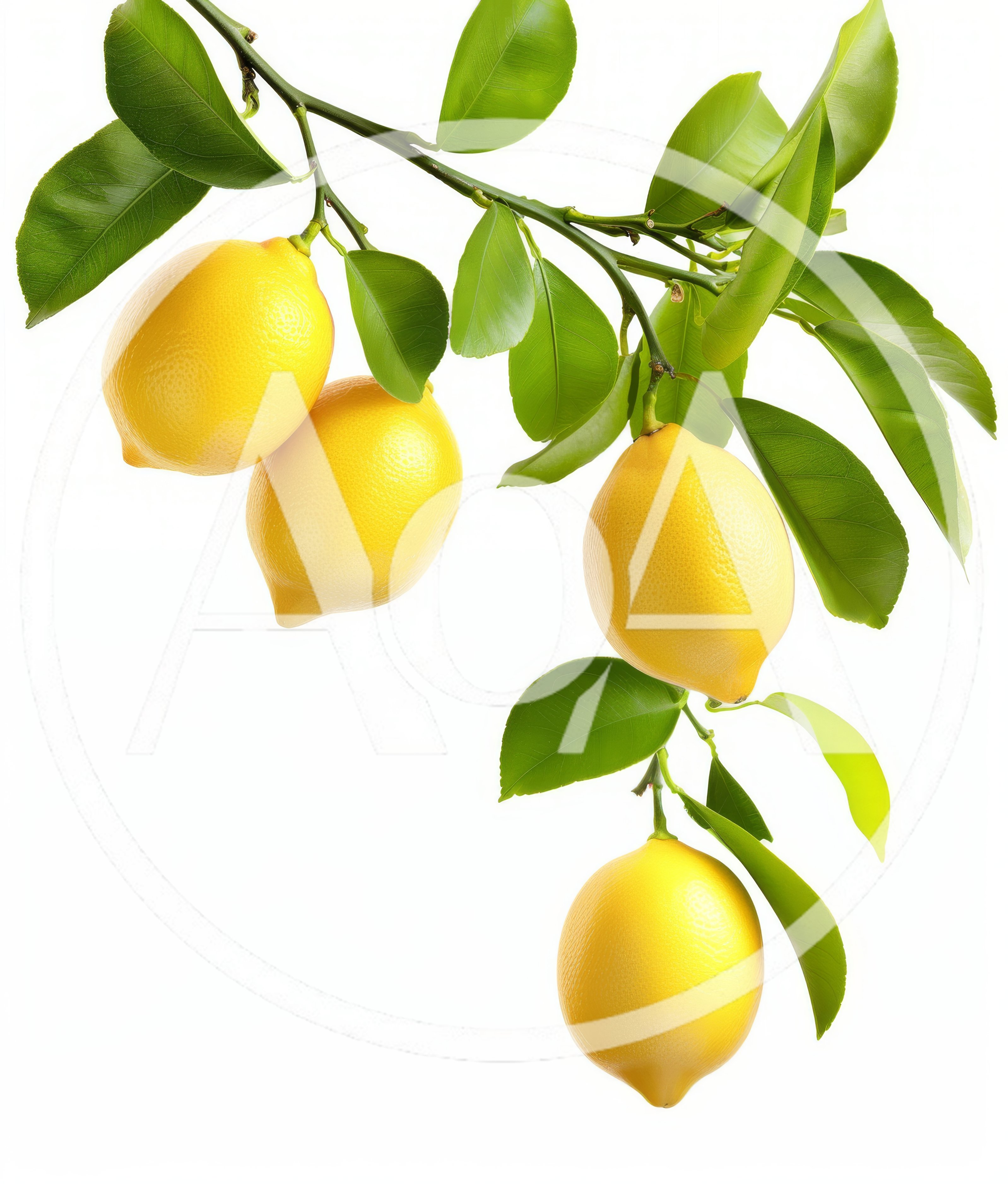 Fresh Yellow Lemons Hanging On A Branch