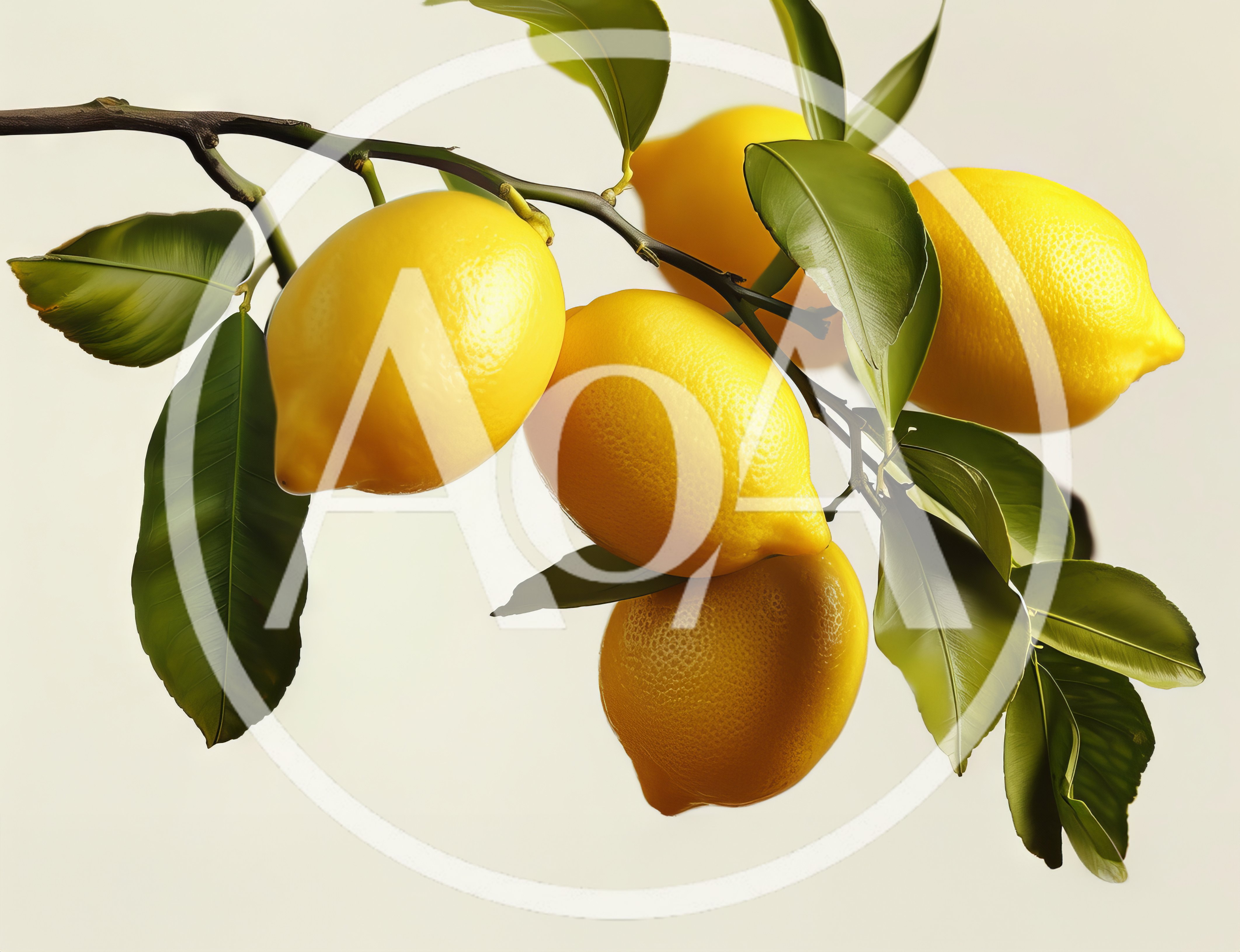 Fresh Yellow Lemons Hanging On A Tree Branch