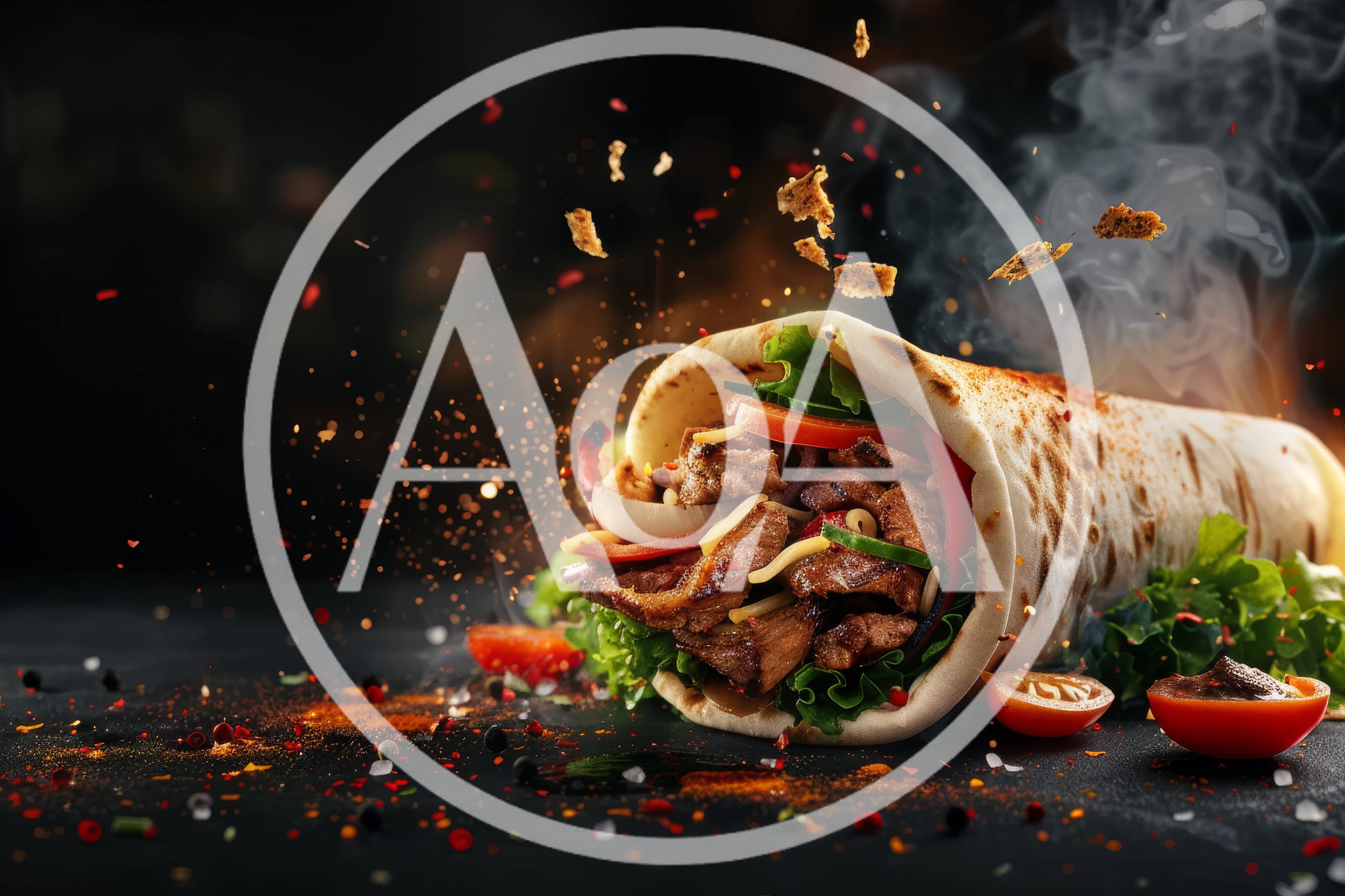 Delicious Grilled Meat Gyro Wrap With Fresh Vegetables
