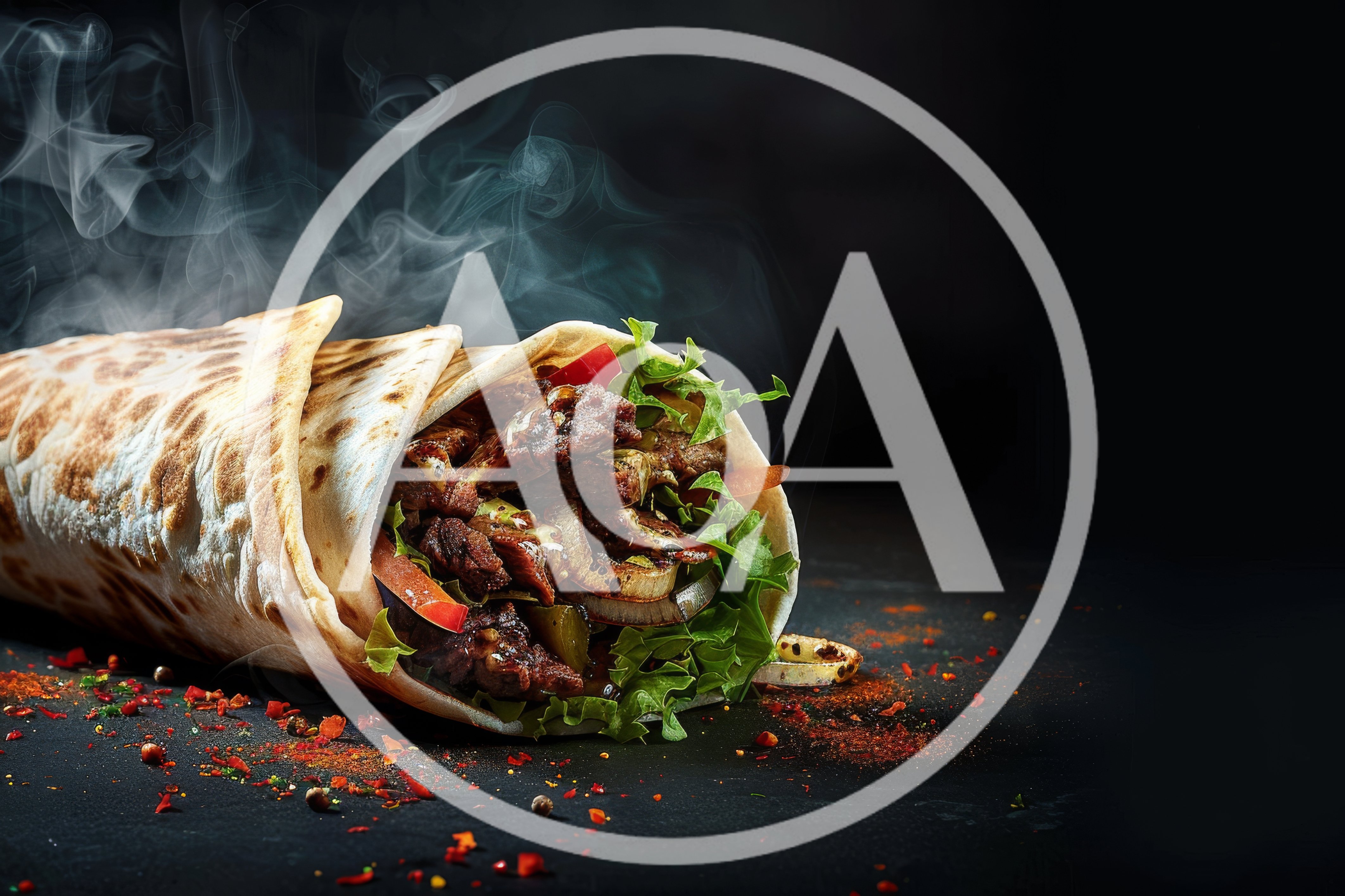 Steaming Grilled Beef Wrap With Fresh Vegetables