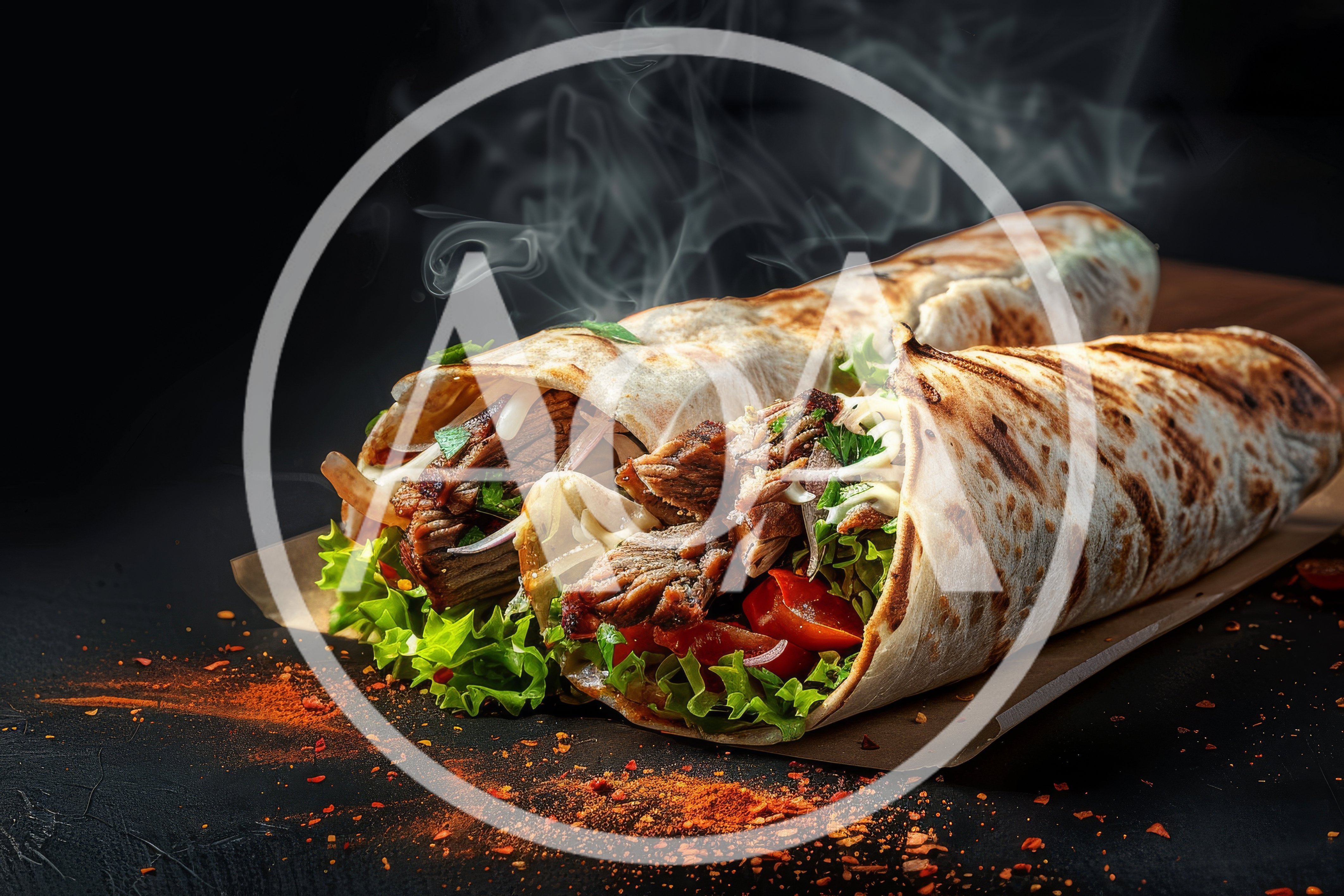 Two Grilled Meat Wraps With Fresh Vegetables