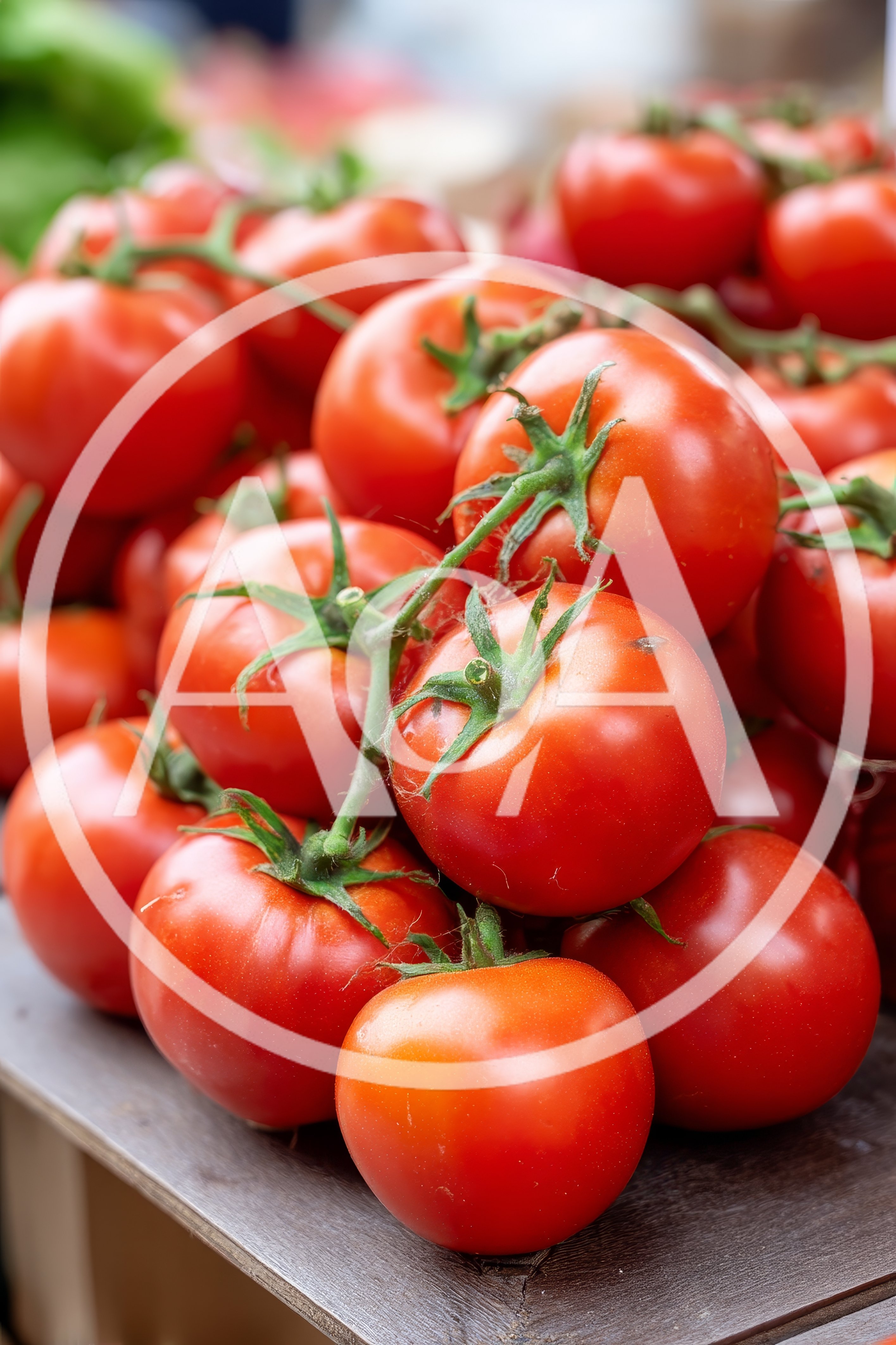 Fresh Red Tomatoes On The Vine At Market