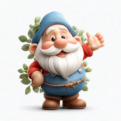 3D Rendered Cartoon Garden Gnome Waving