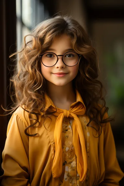 Portrait Of A Young Girl With Curly Hair