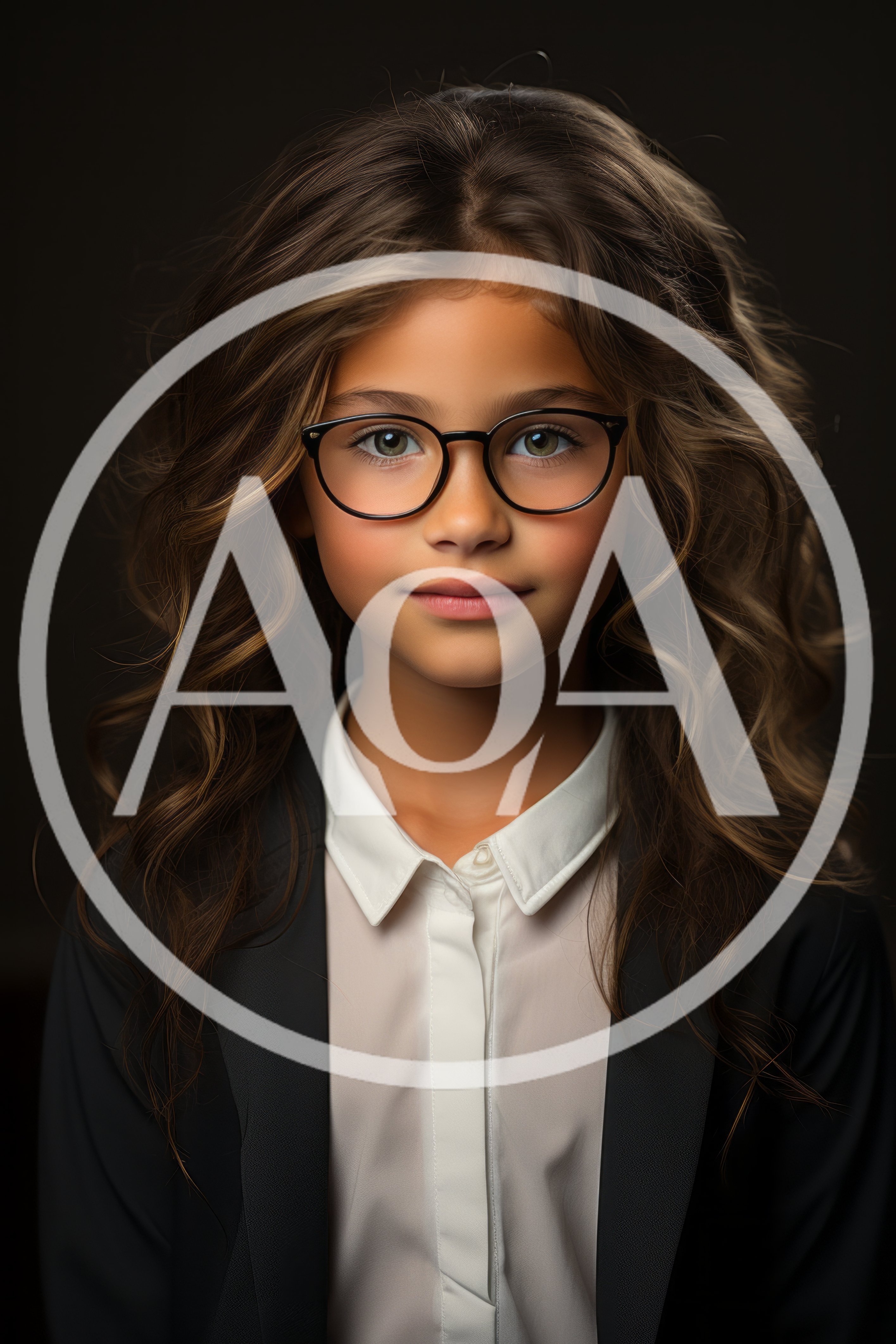 Portrait Of A Young Girl Wearing Glasses And Blazer