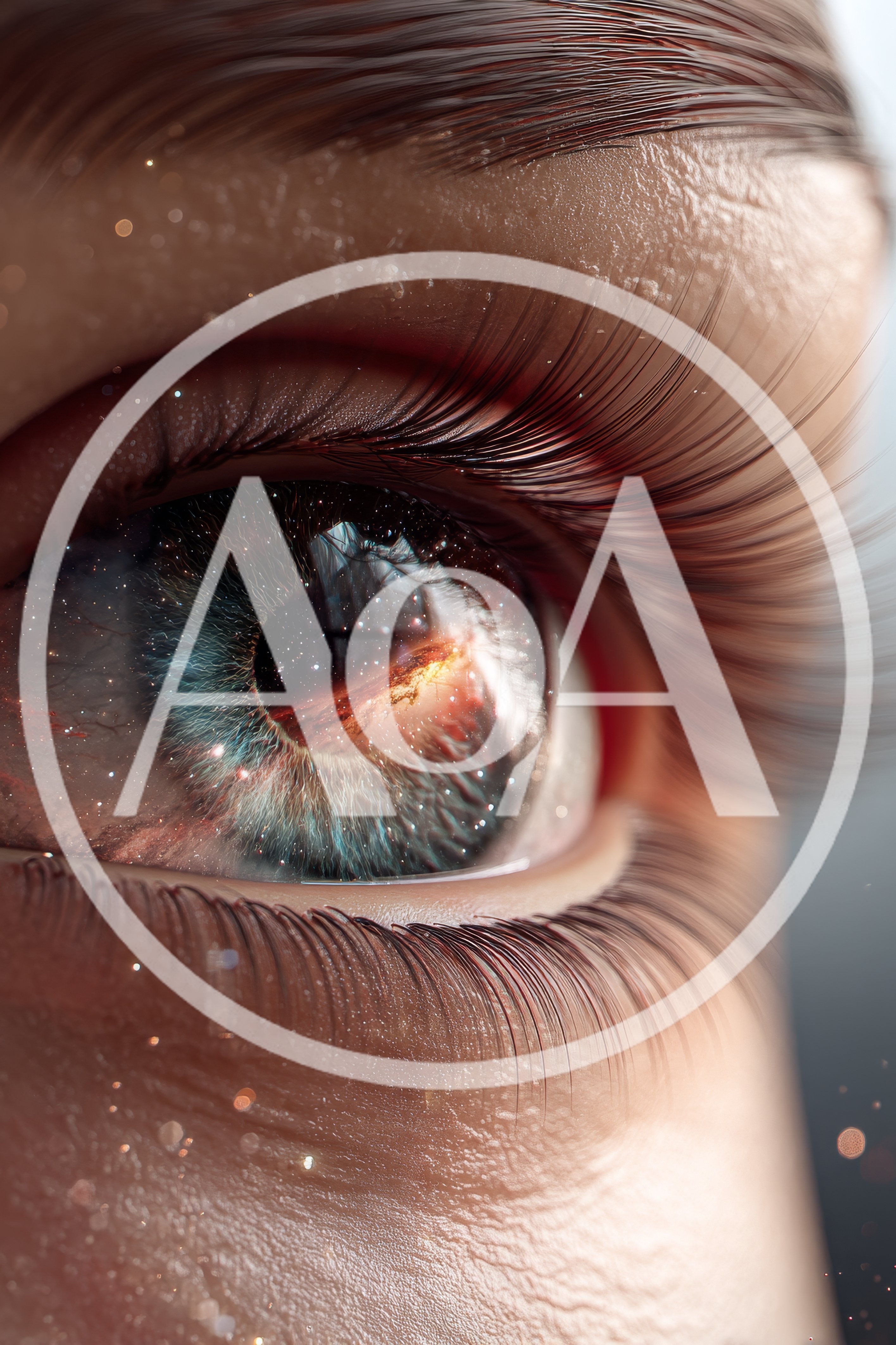 Macro Close Up Of Human Eye With Galaxy Reflection