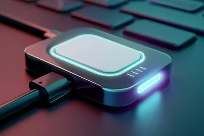 Futuristic Electronic Device Charging On A Dark Surface