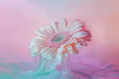 Gerbera Daisy Flower Submerged in Colorful Liquid