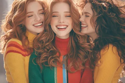Three Happy Young Women Laughing Together