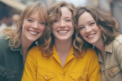 Three Happy Young Women Smiling Together Outdoors