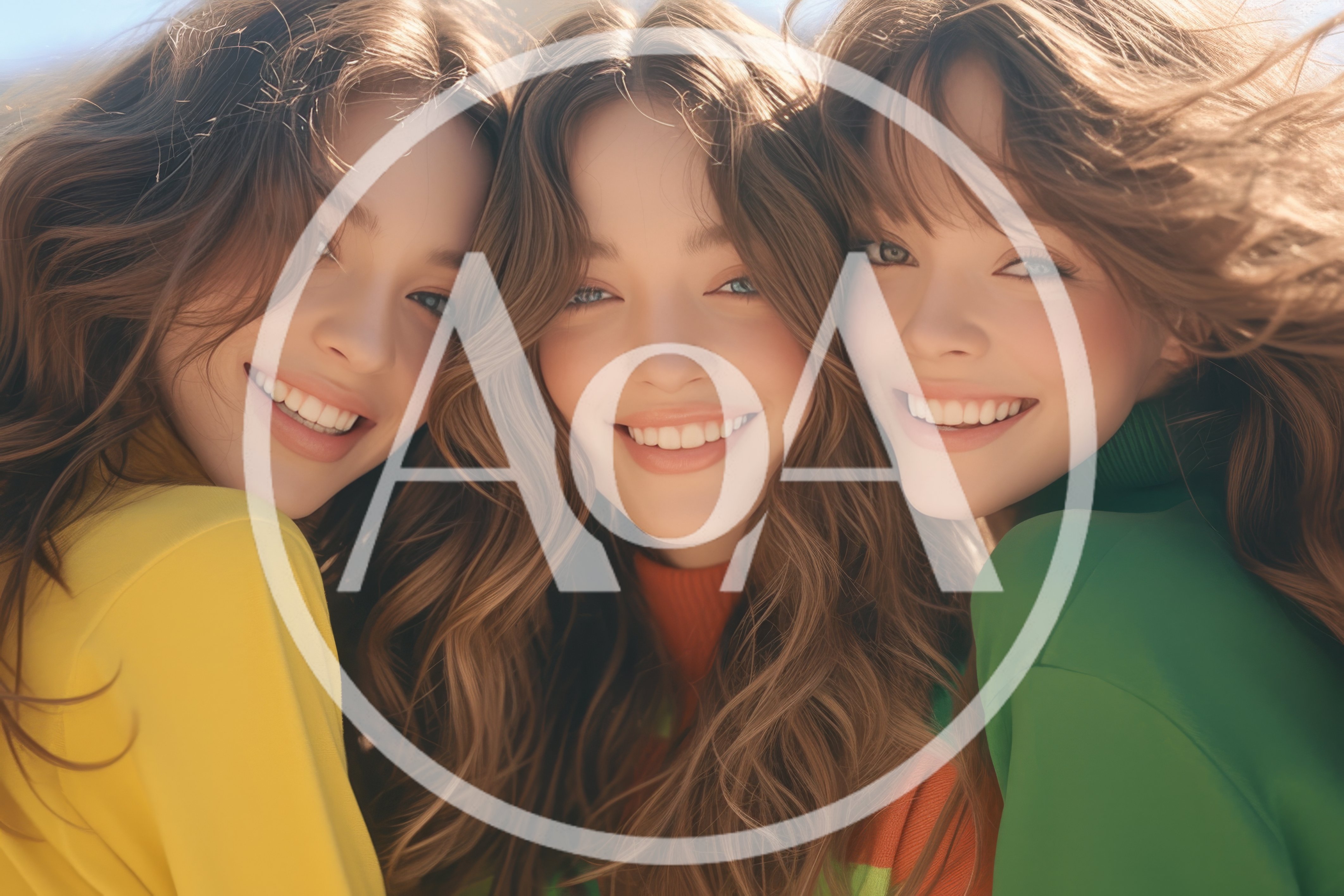 Three Young Women Smiling Together Outdoors