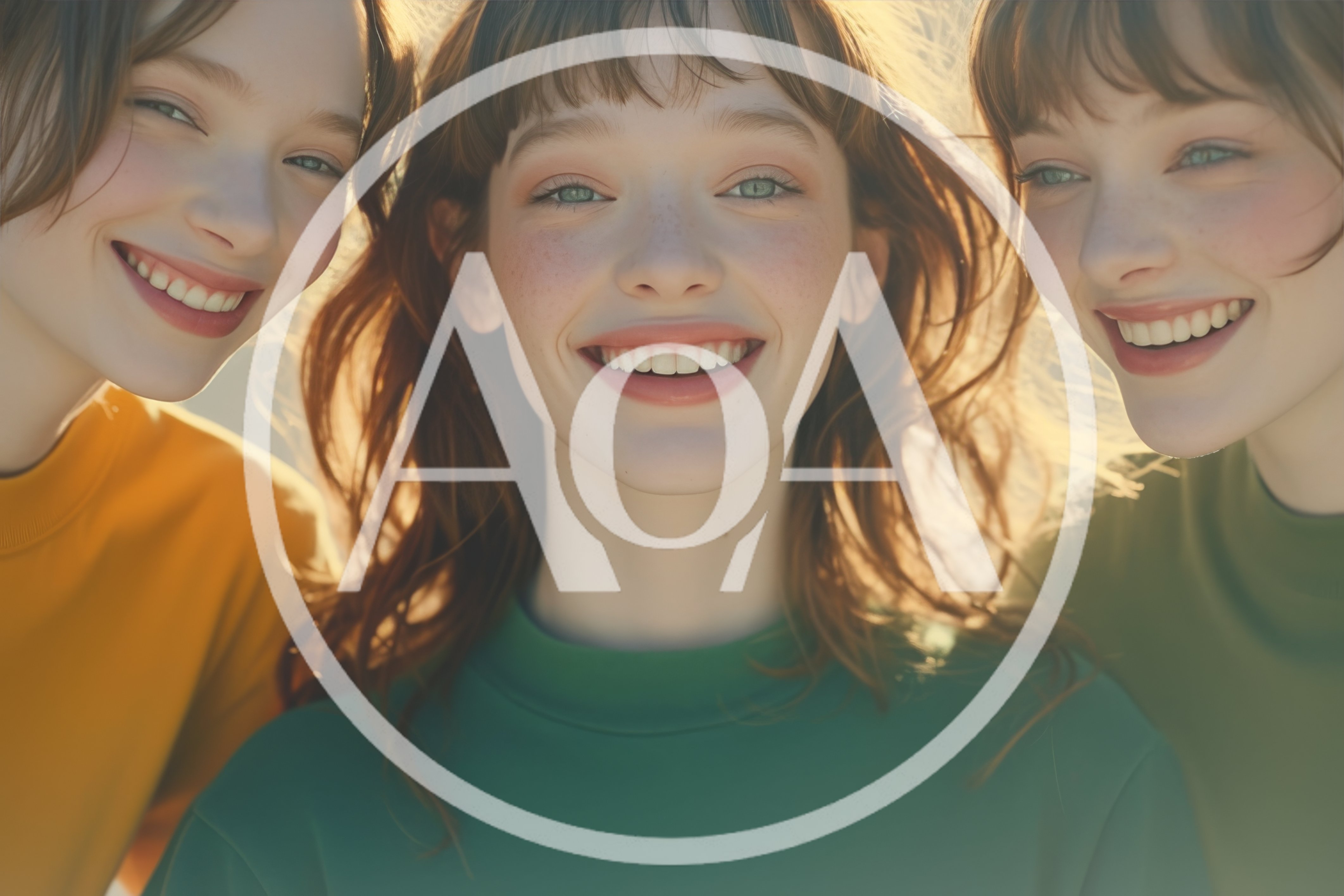 Three Young Women Smiling Together Outdoors