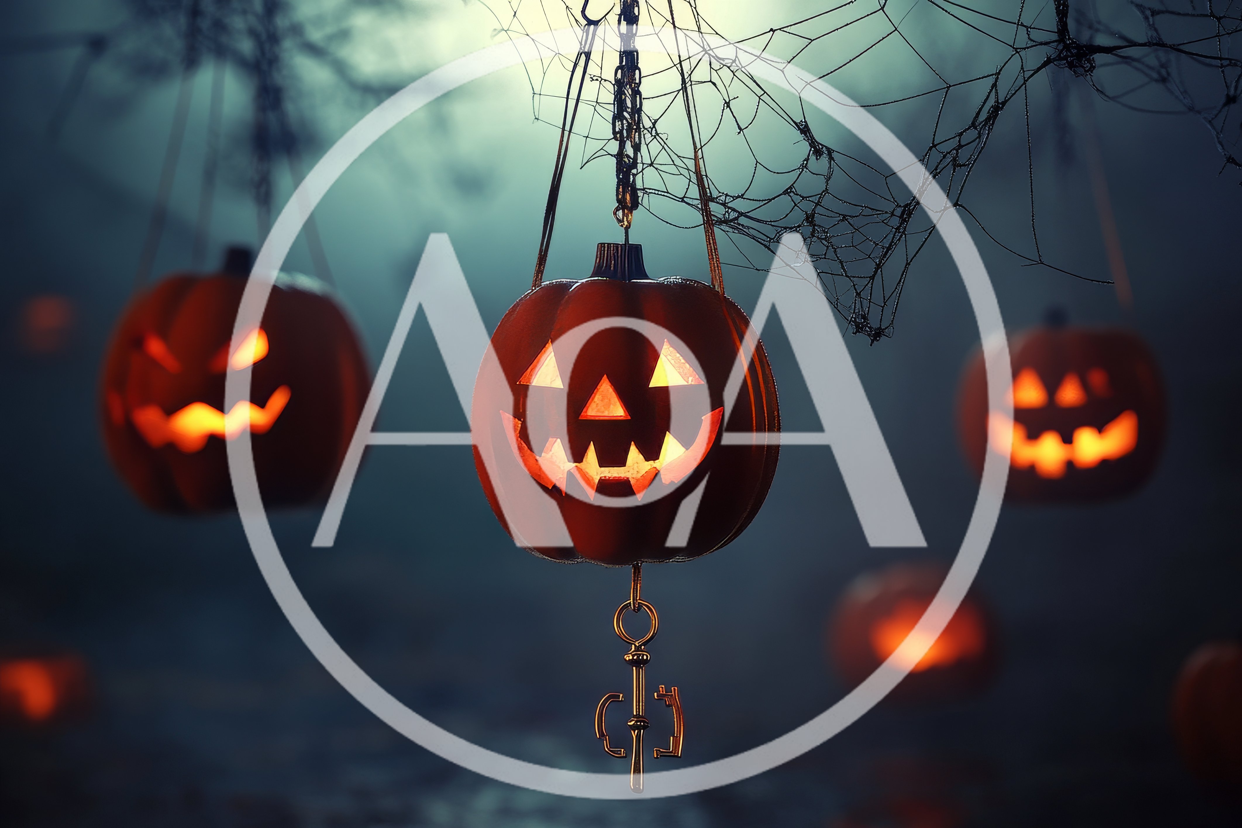 Hanging Jack O Lanterns With Glowing Faces