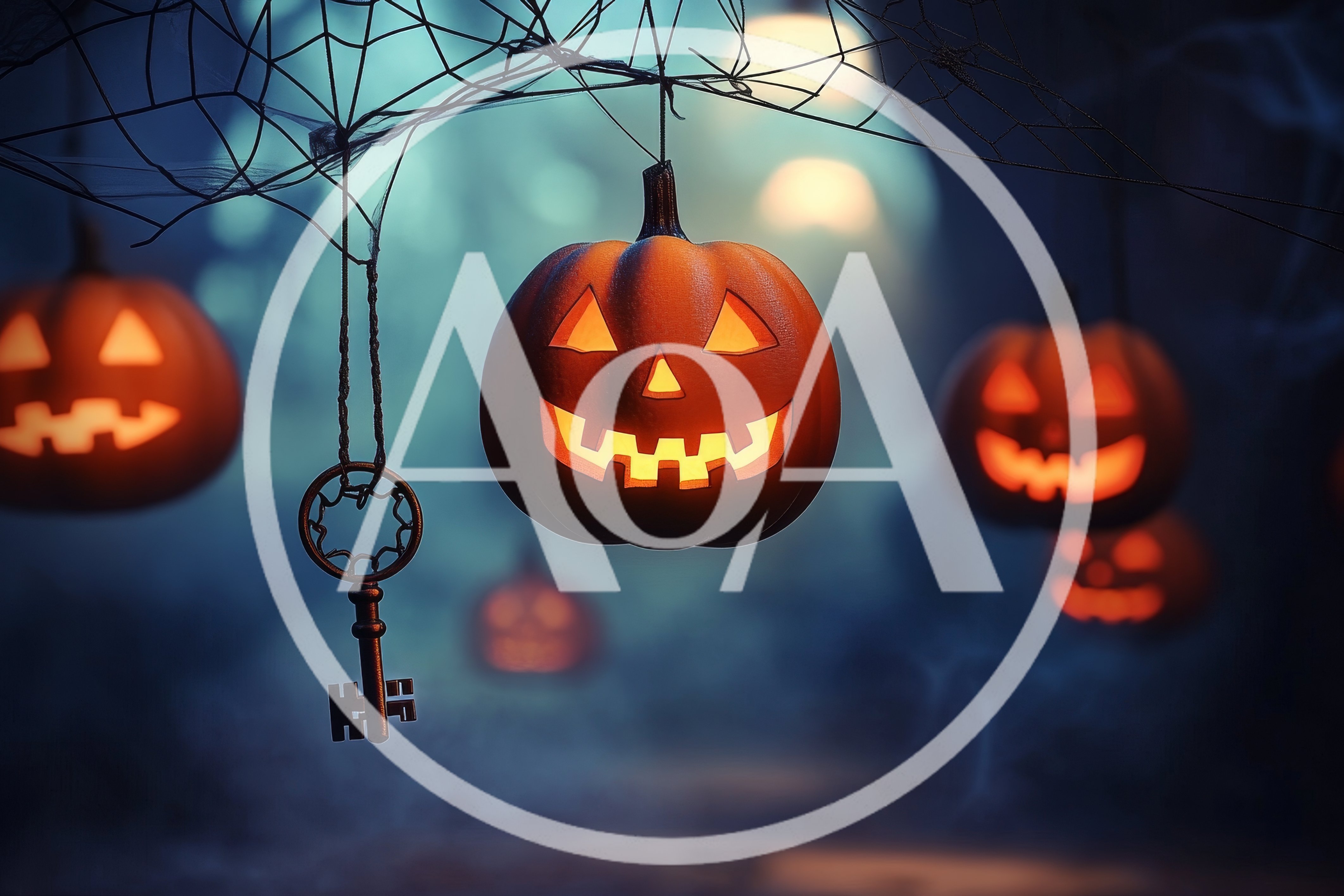 Hanging Jack O Lanterns With Antique Key